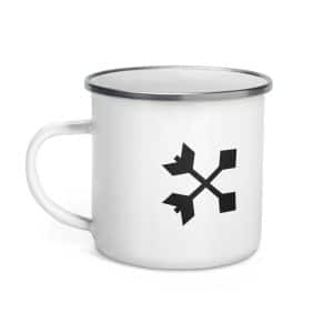 05 Crossed Feather Arrows Black Enamel Camp Mug - 12 oz - Left