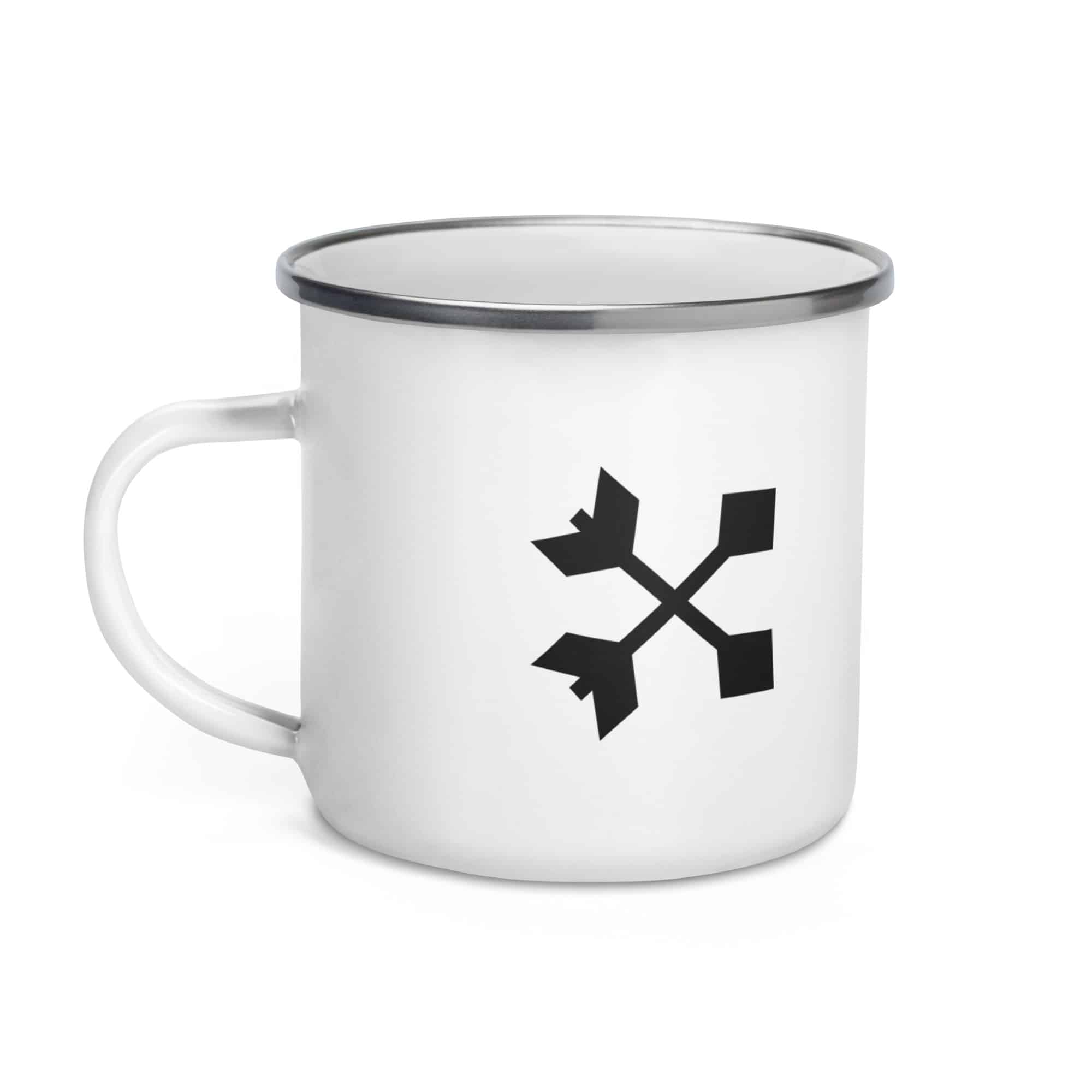 Black Crossed Feather Arrows Enamel Camp Mug