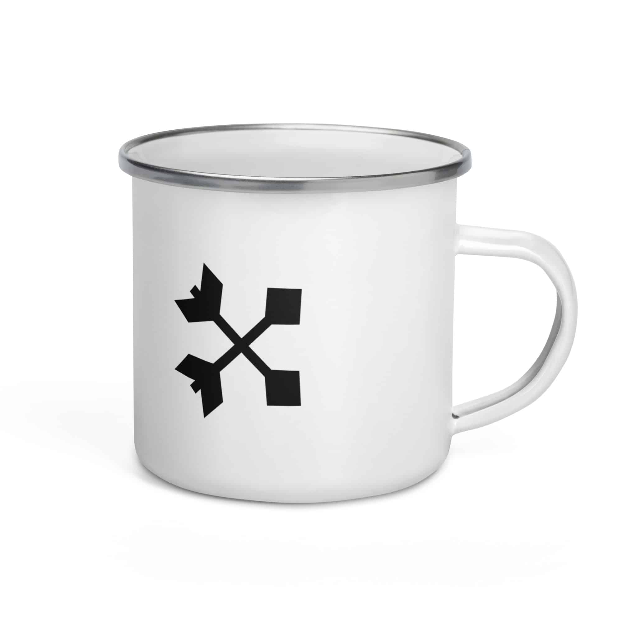 Black Crossed Feather Arrows Enamel Camp Mug