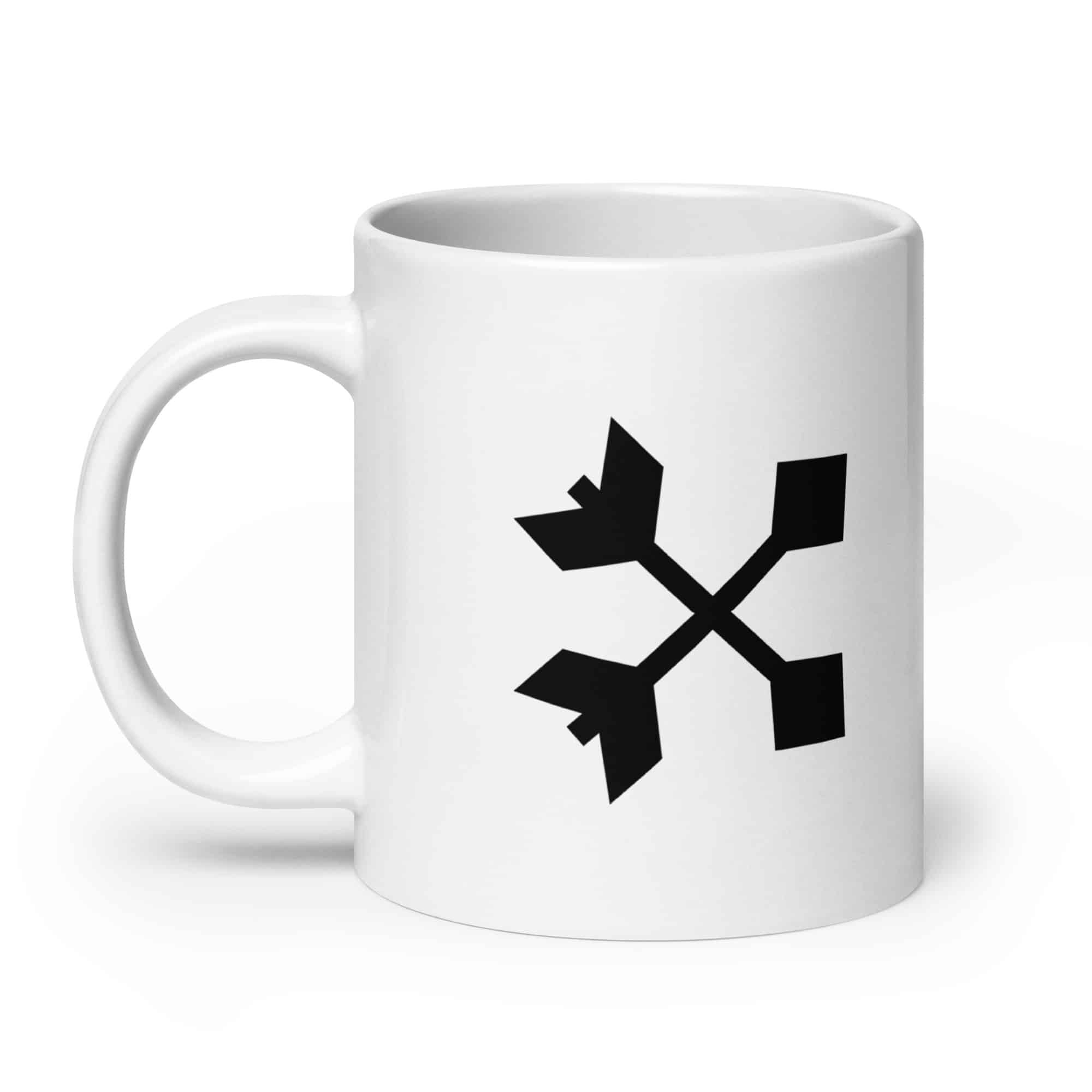 Black Crossed Feather Arrows White Ceramic Coffee Mug