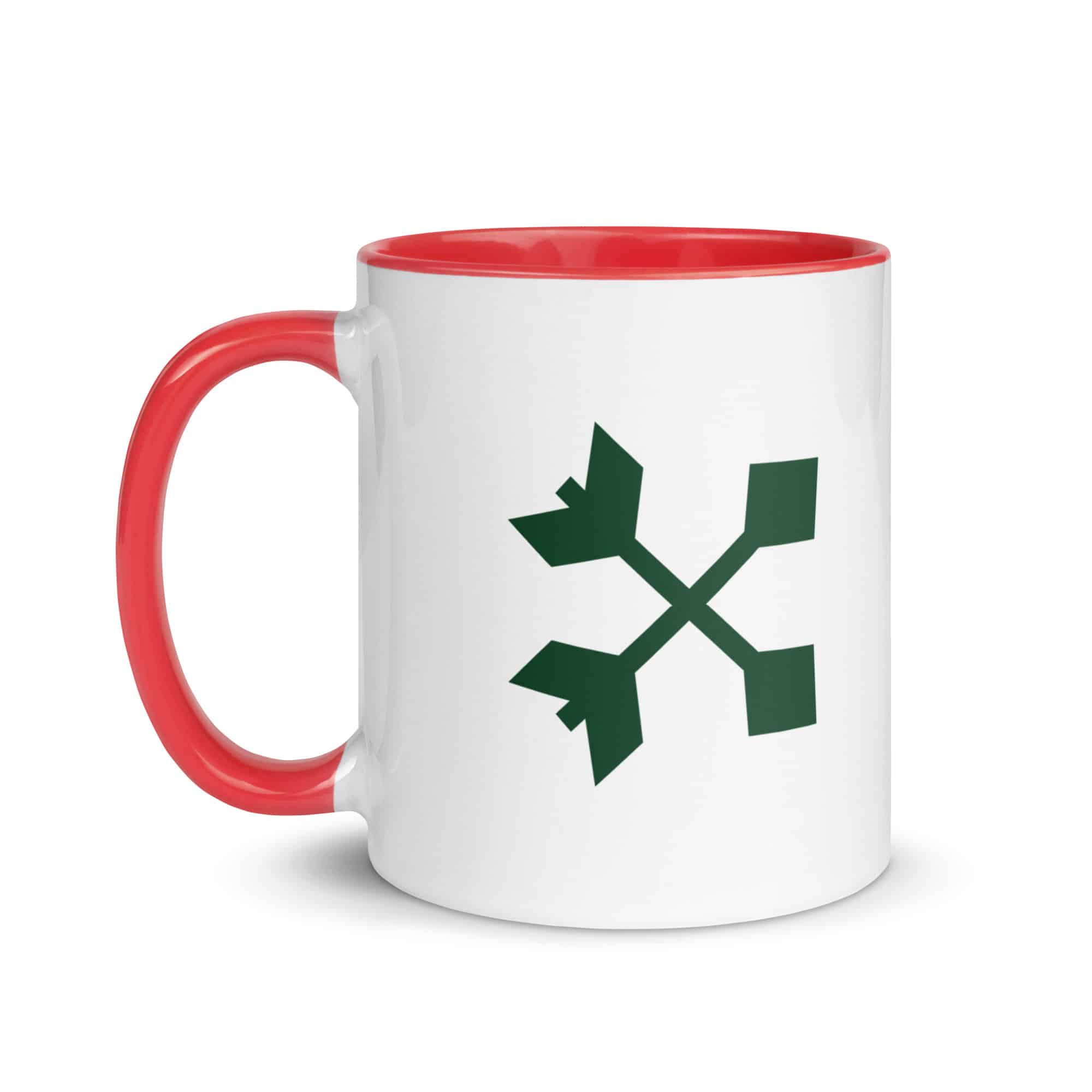 Forest Green Crossed Feather Arrows Color Inside Mug