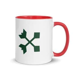 05 Crossed Feather Arrows Forest Green Color Inside Coffee Mug - 11 oz - Main