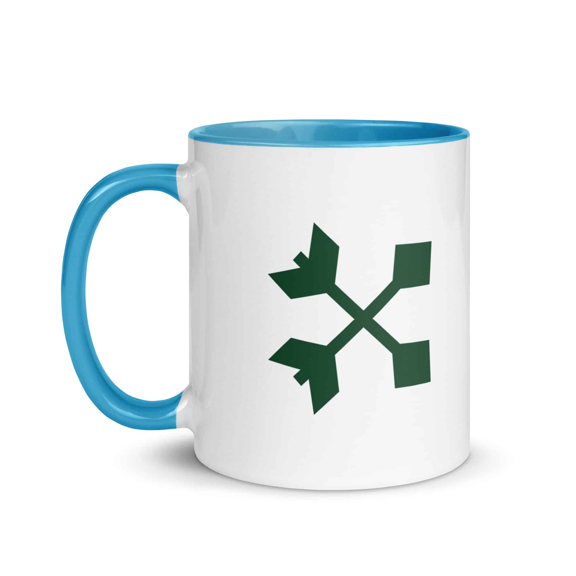 Forest Green Crossed Feather Arrows Color Inside Mug