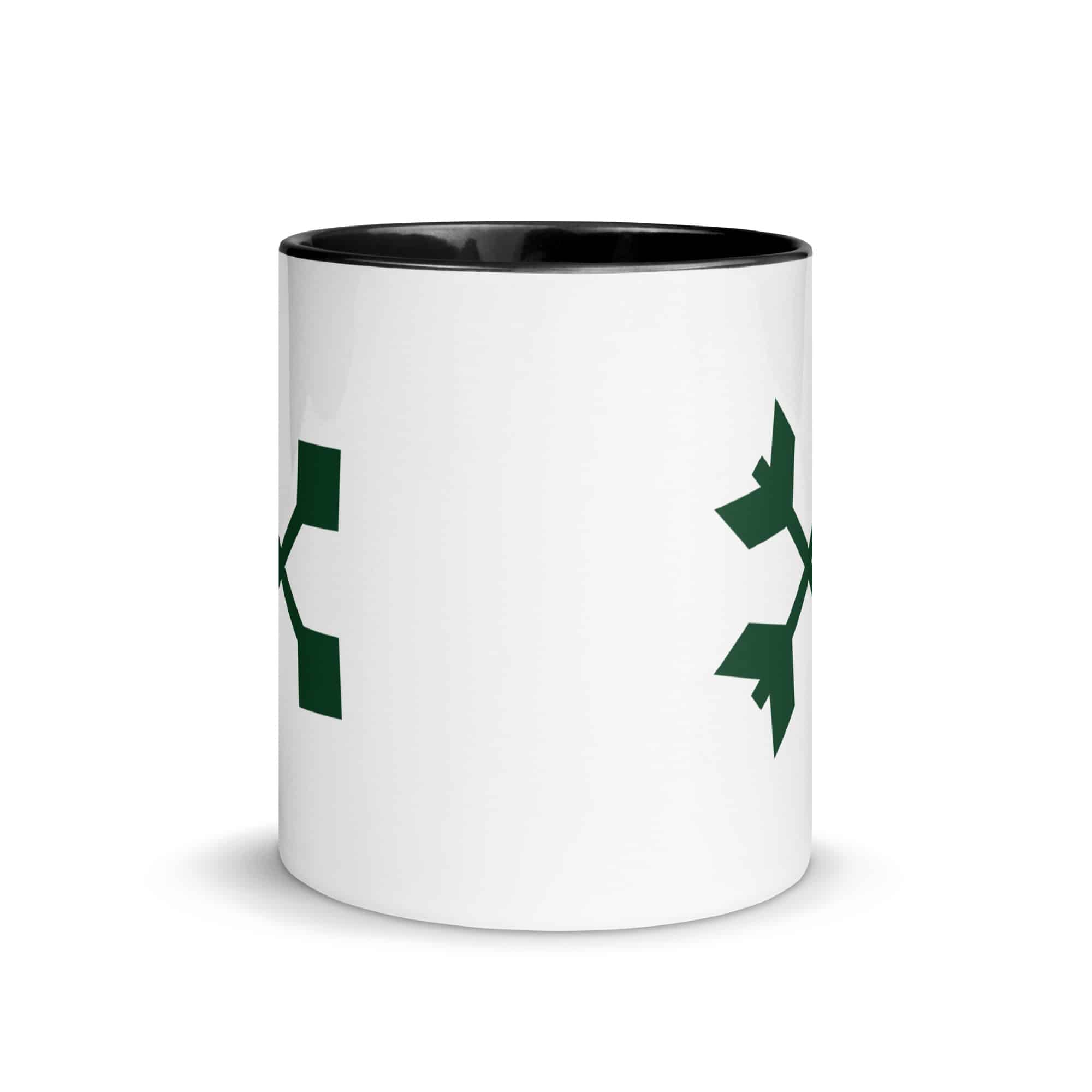 Forest Green Crossed Feather Arrows Color Inside Mug