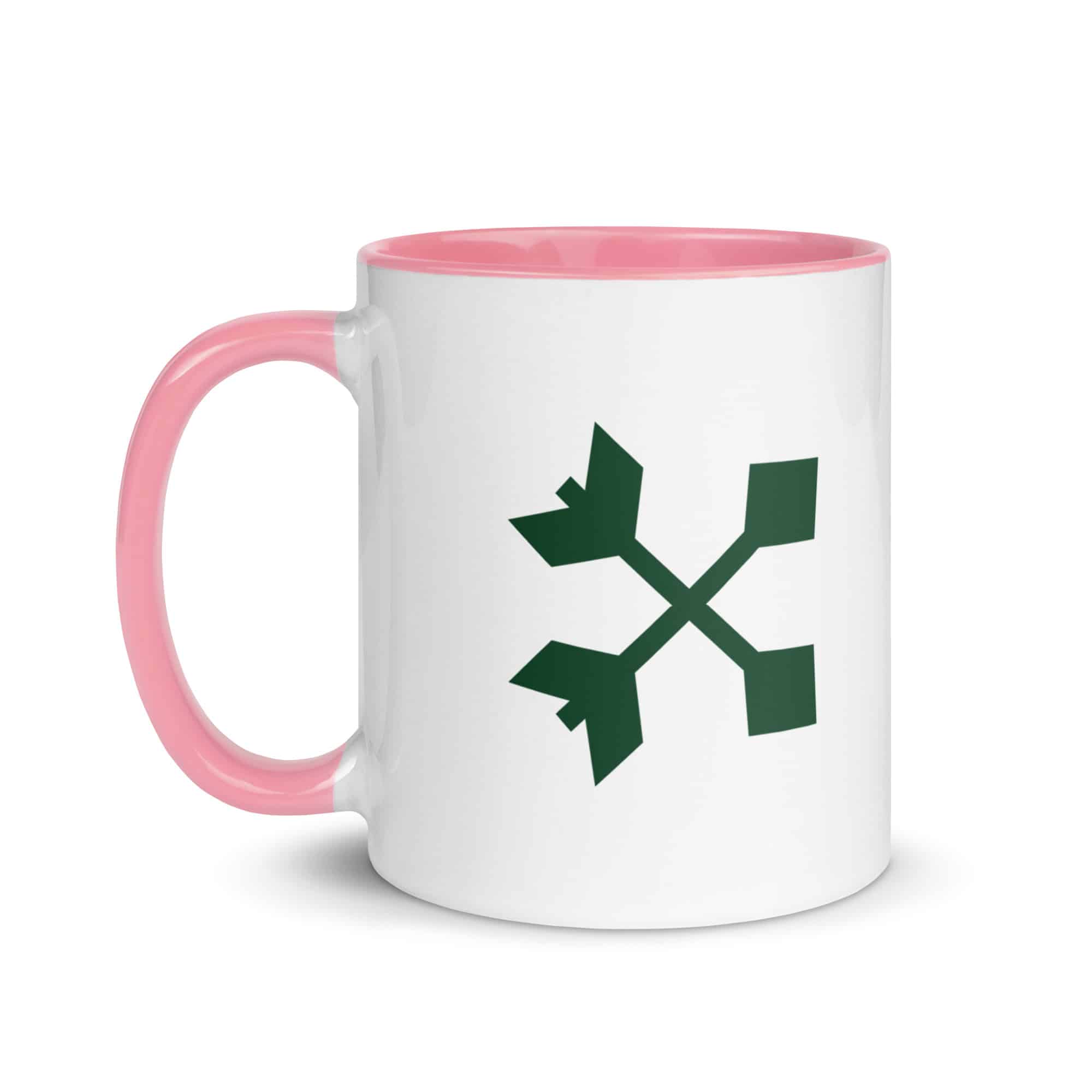 Forest Green Crossed Feather Arrows Color Inside Mug