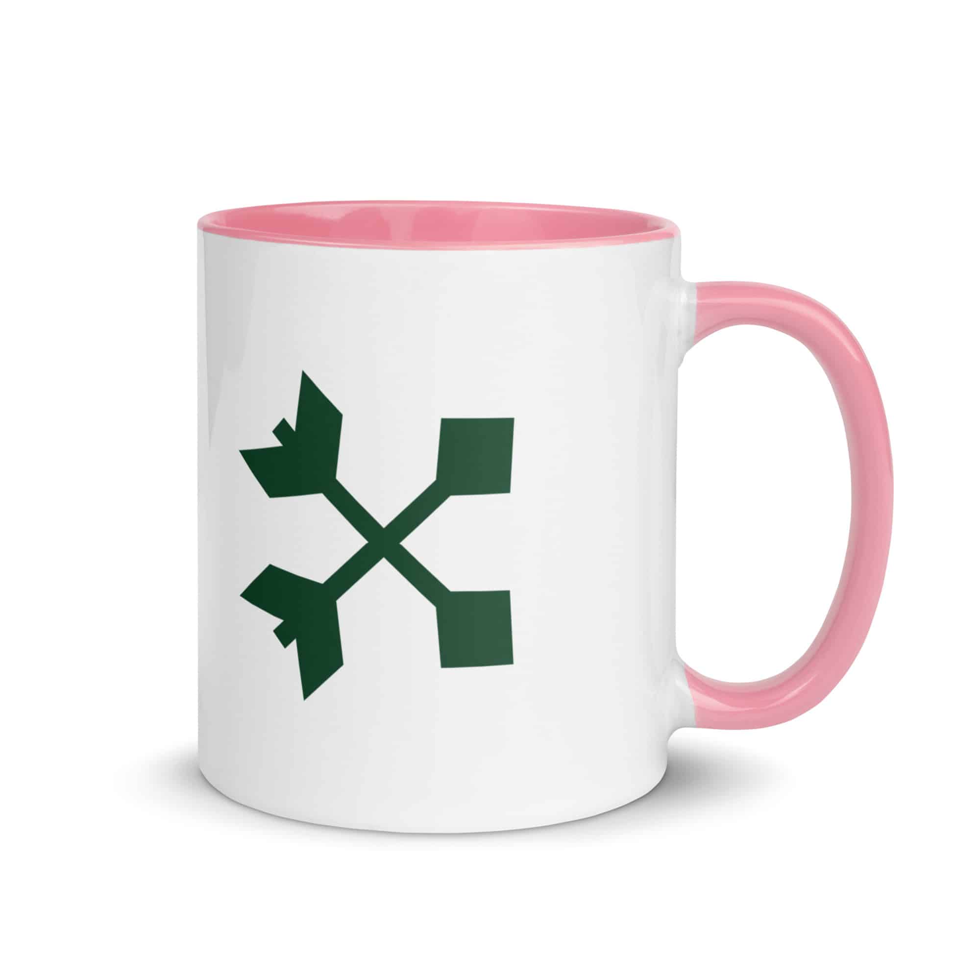 Forest Green Crossed Feather Arrows Color Inside Mug