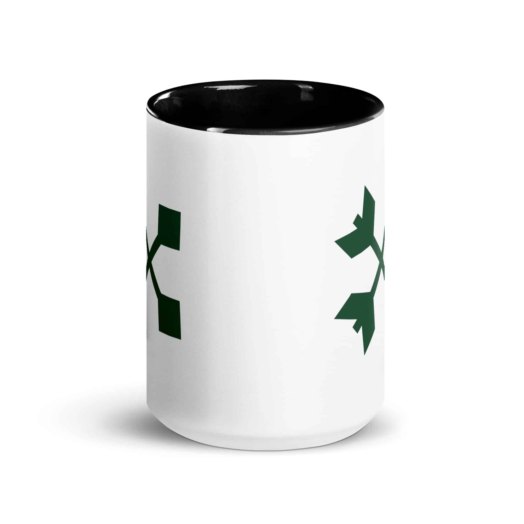 Forest Green Crossed Feather Arrows Color Inside Mug