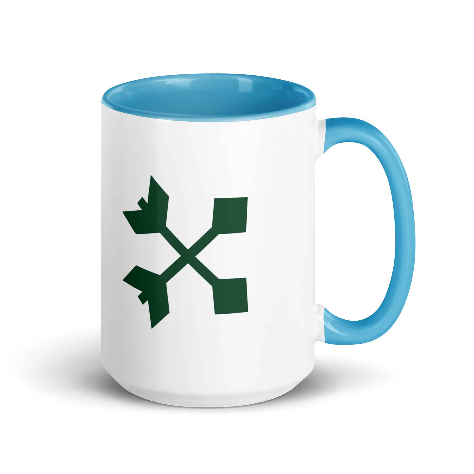 Forest Green Crossed Feather Arrows Color Inside Mug