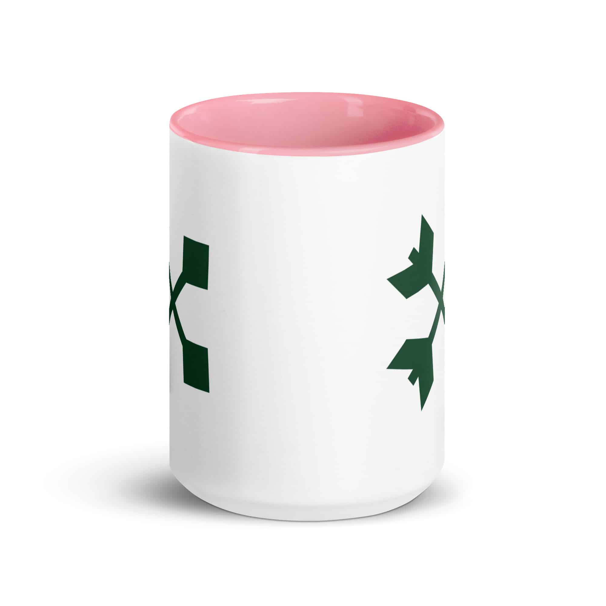 Forest Green Crossed Feather Arrows Color Inside Mug