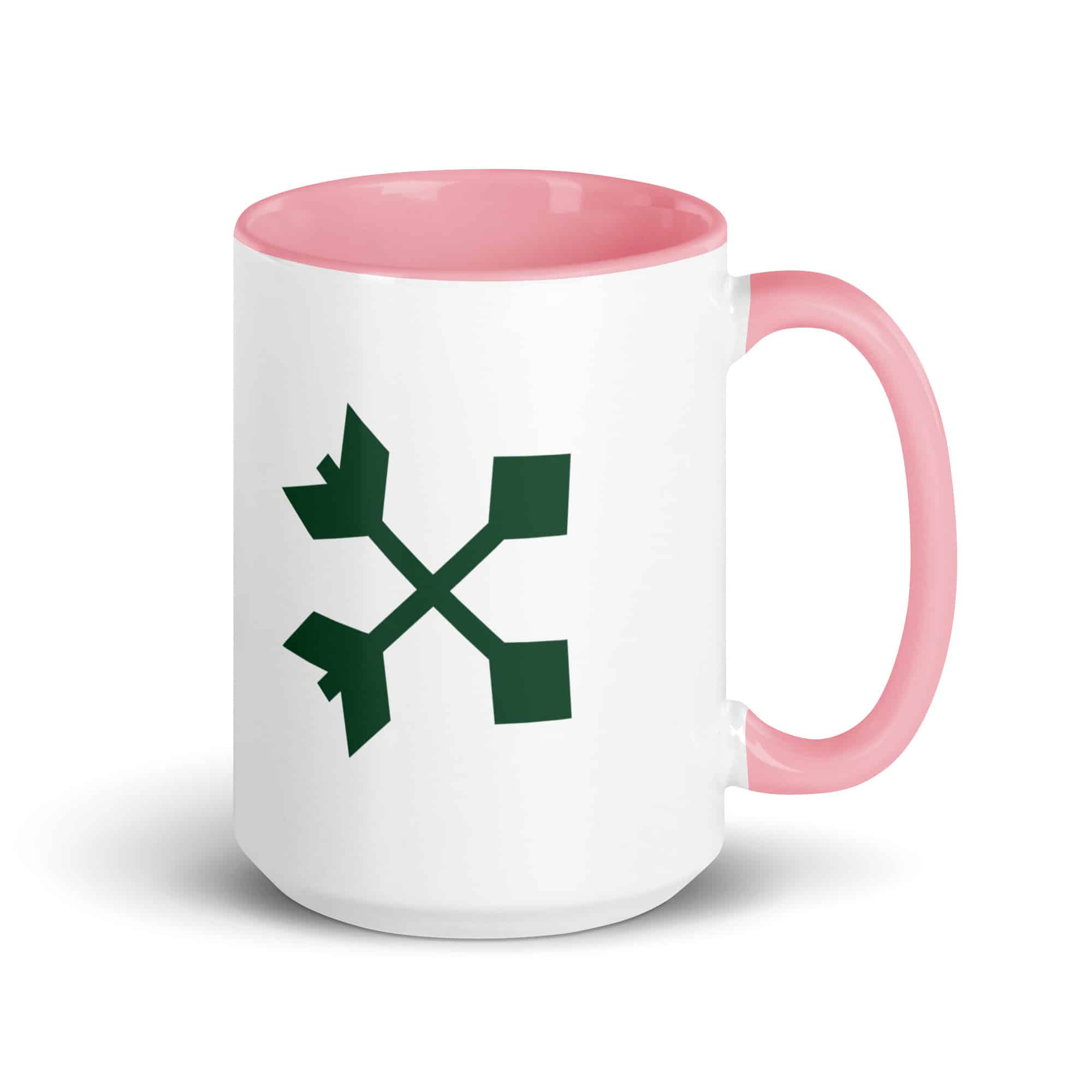 Forest Green Crossed Feather Arrows Color Inside Mug