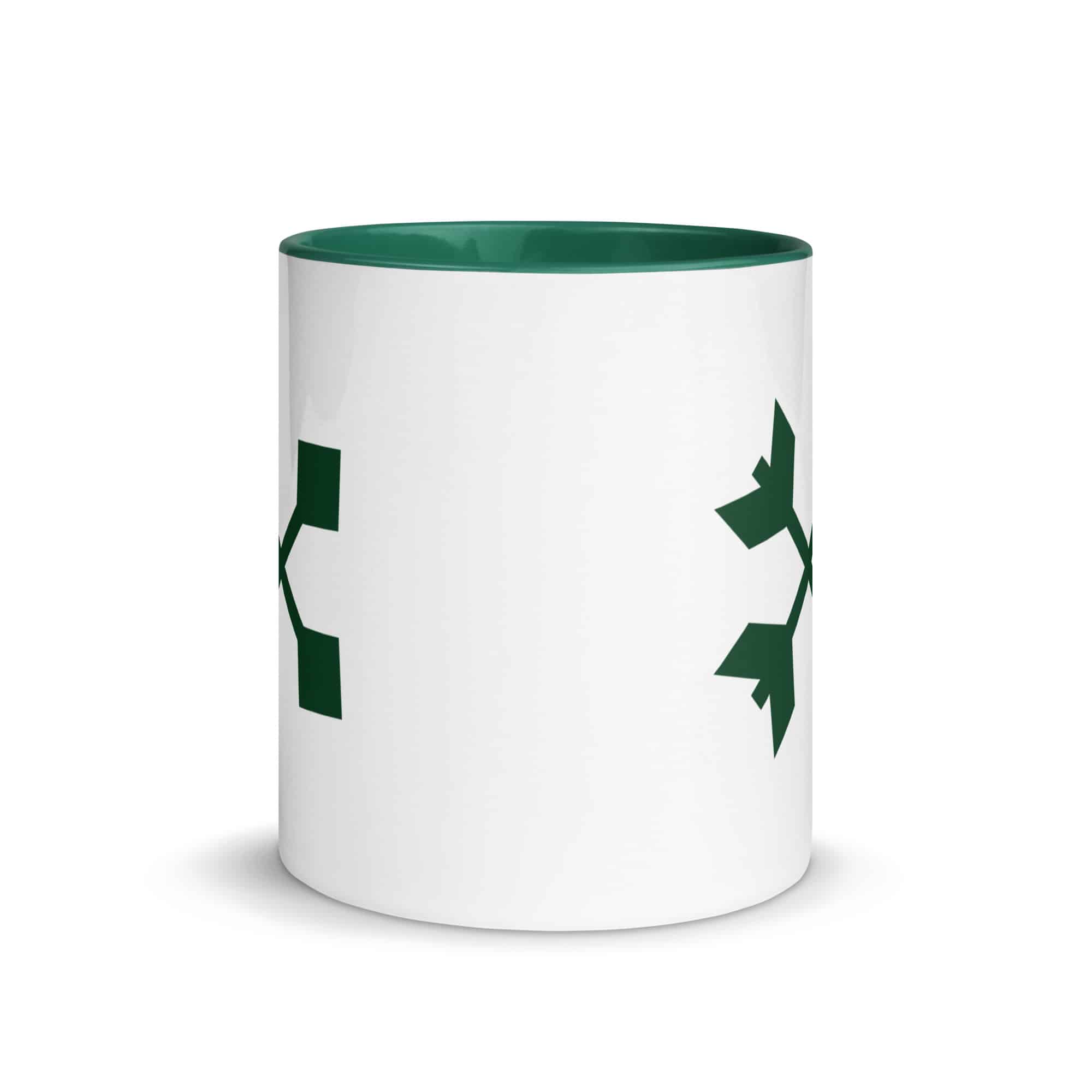 Forest Green Crossed Feather Arrows Color Inside Mug