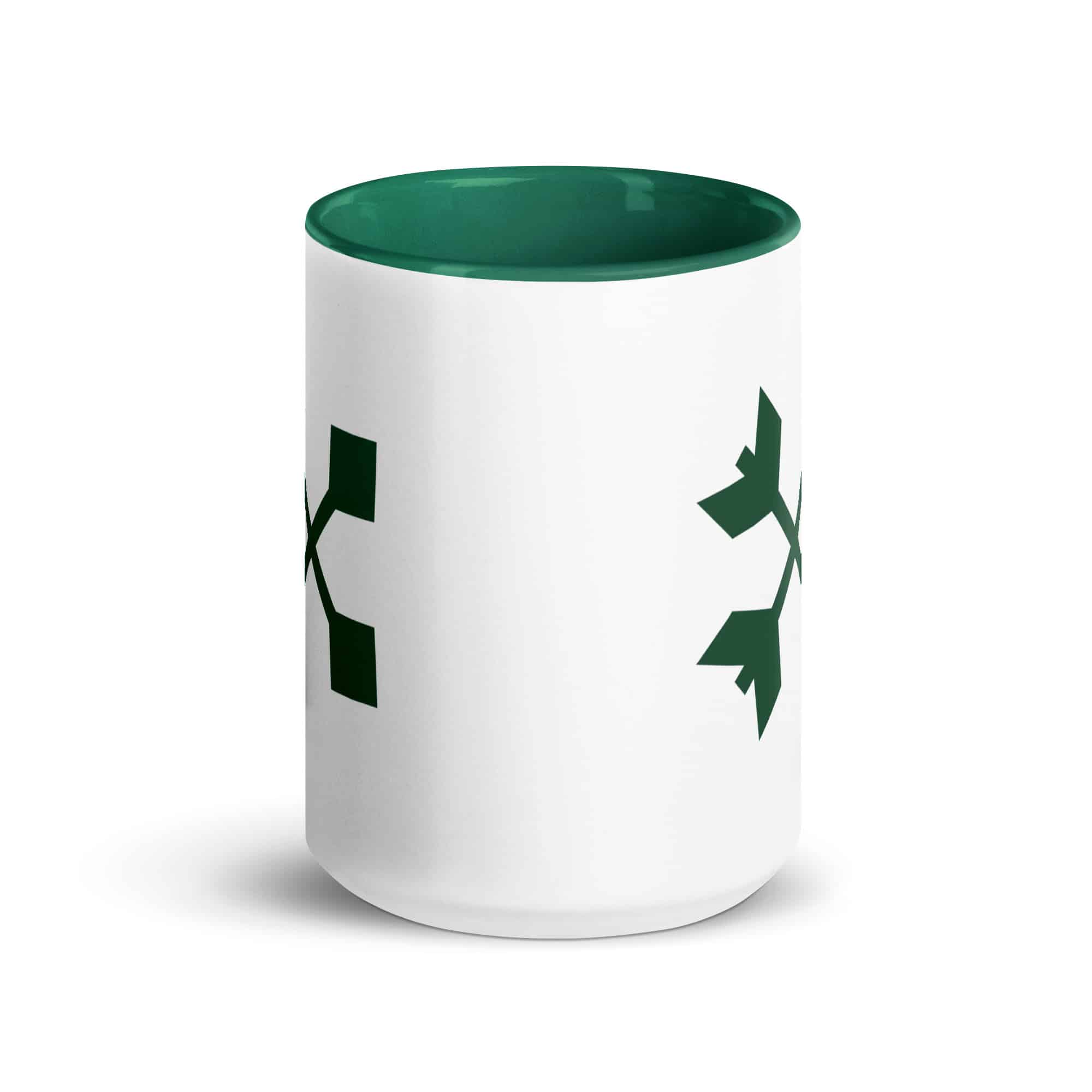 Forest Green Crossed Feather Arrows Color Inside Mug