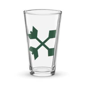 05 Crossed Feather Arrows Forest Green Pint Glass - 16 oz - Main