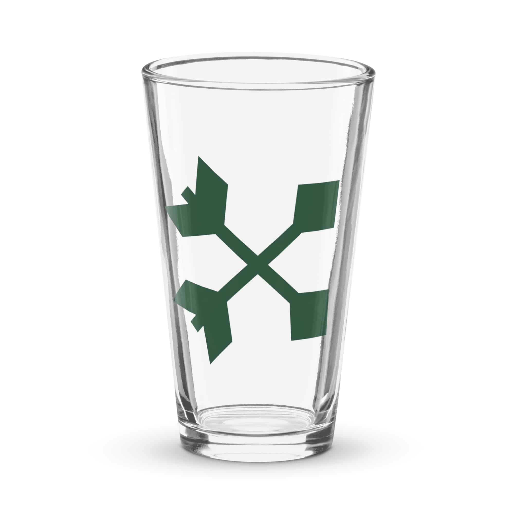 Forest Green Crossed Feather Arrows Pint Glass