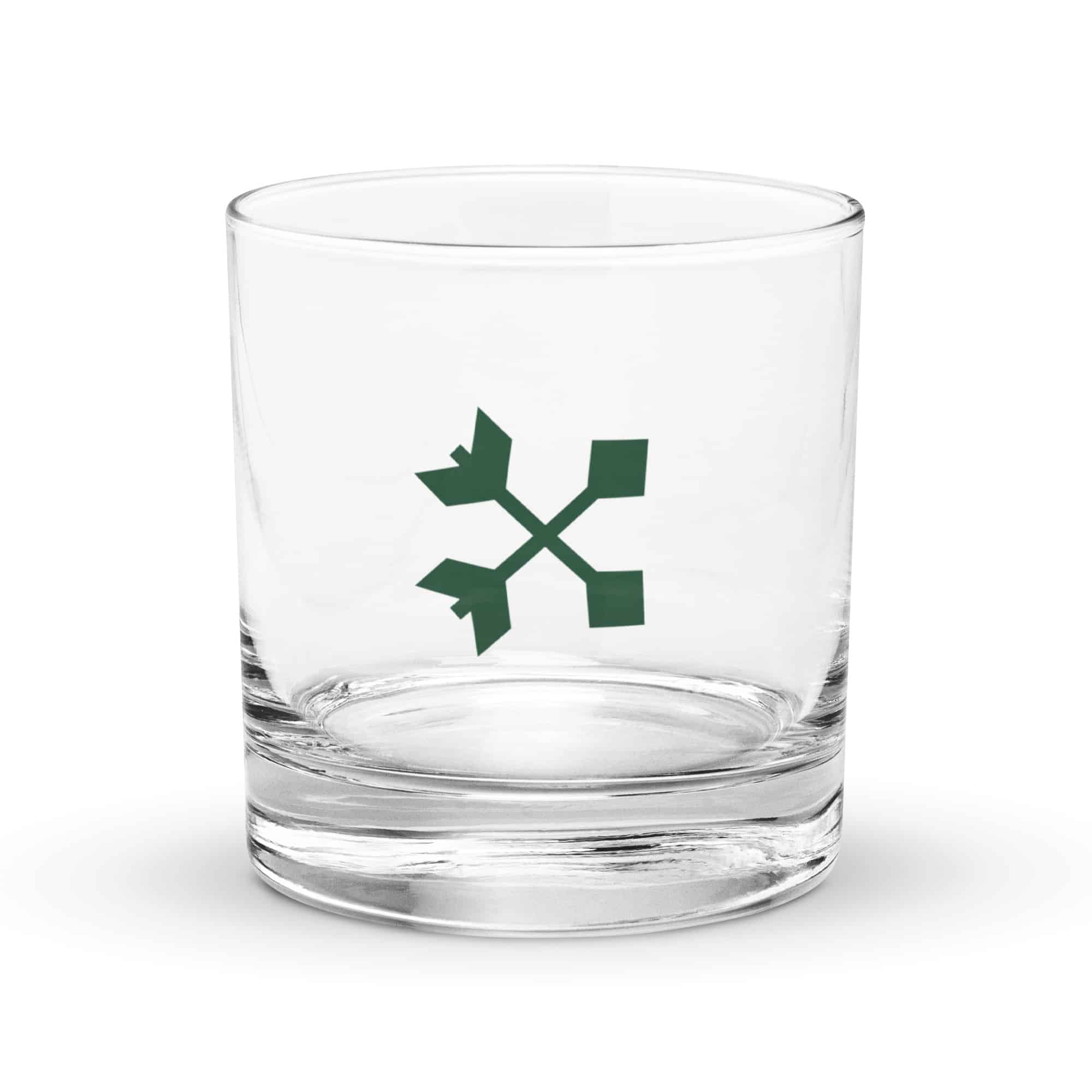 Forest Green Crossed Feather Arrows Rocks Glass