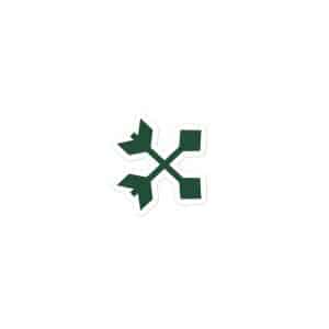 05 Crossed Feather Arrows Forest Green Vinyl Sticker - 3x3 - Main