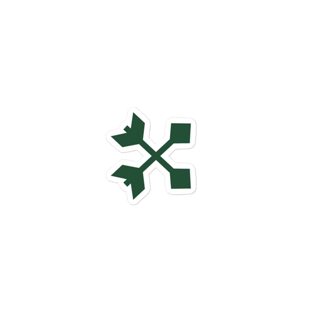 Forest Green Crossed Feather Arrows Vinyl Sticker