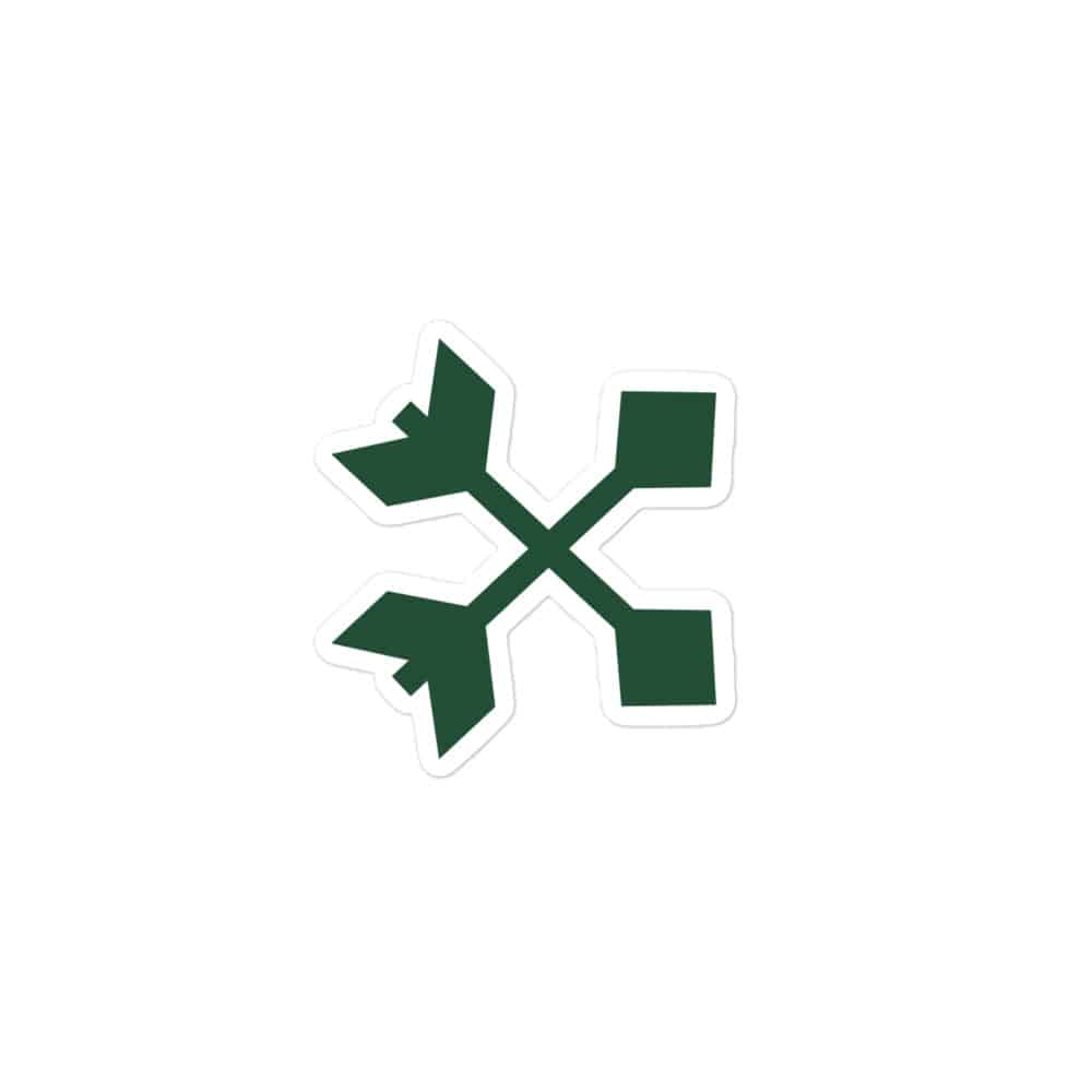 Forest Green Crossed Feather Arrows Vinyl Sticker