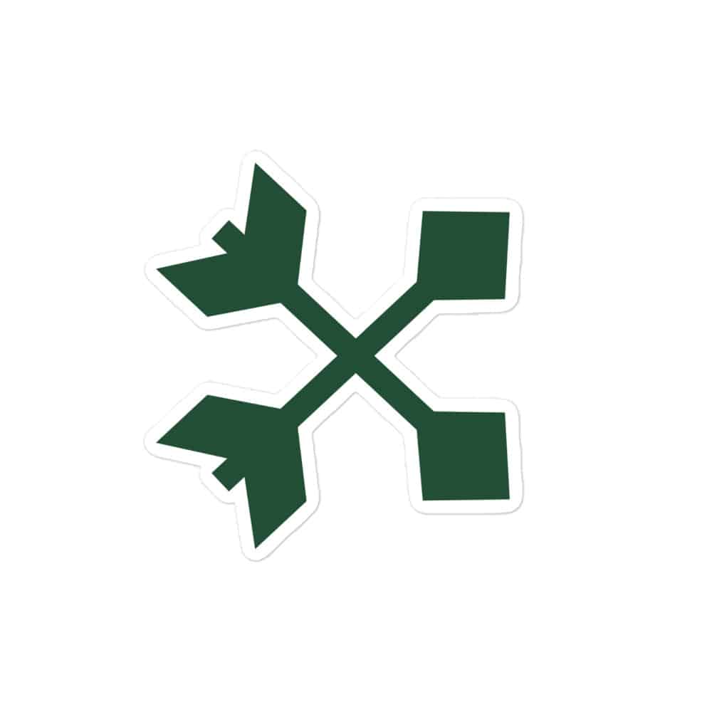 Forest Green Crossed Feather Arrows Vinyl Sticker