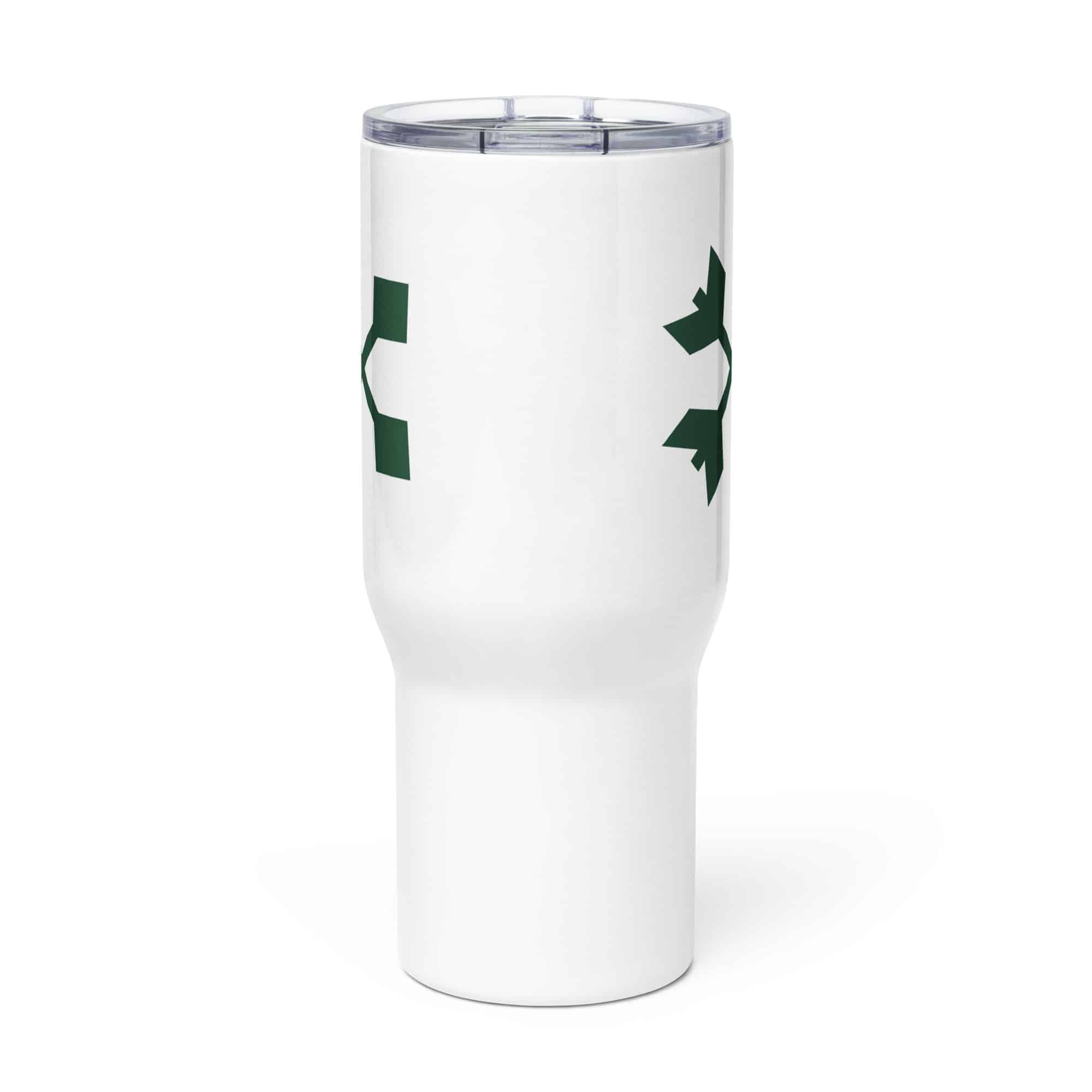 Forest Green Crossed Feather Arrows Travel Mug