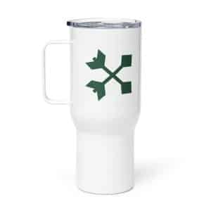 05 Crossed Feather Arrows Forest Green Travel Mug - 25 oz - Main