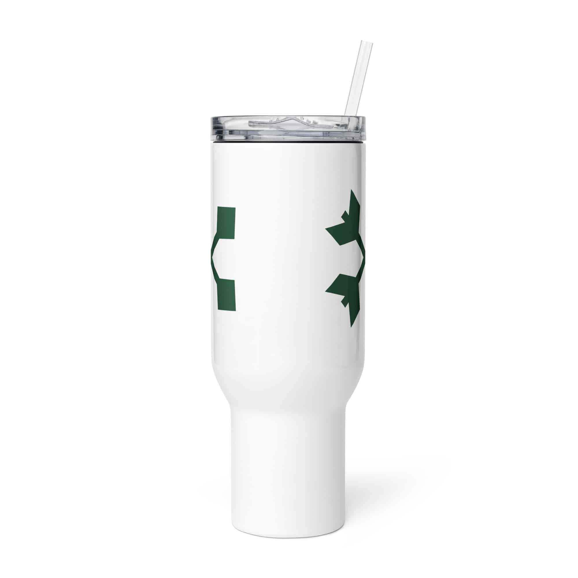Forest Green Crossed Feather Arrows Travel Mug