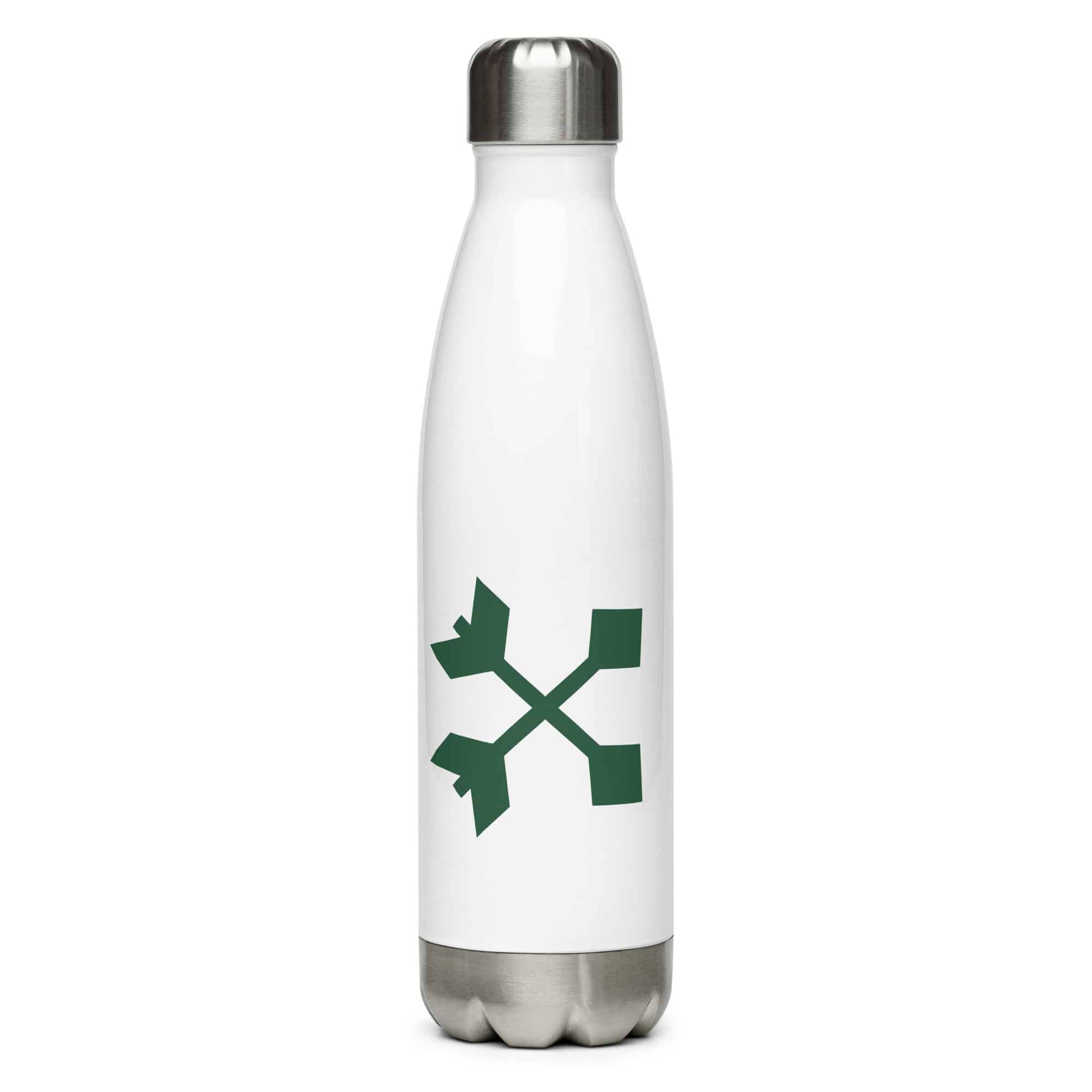 Forest Green Crossed Feather Arrows Water Bottle