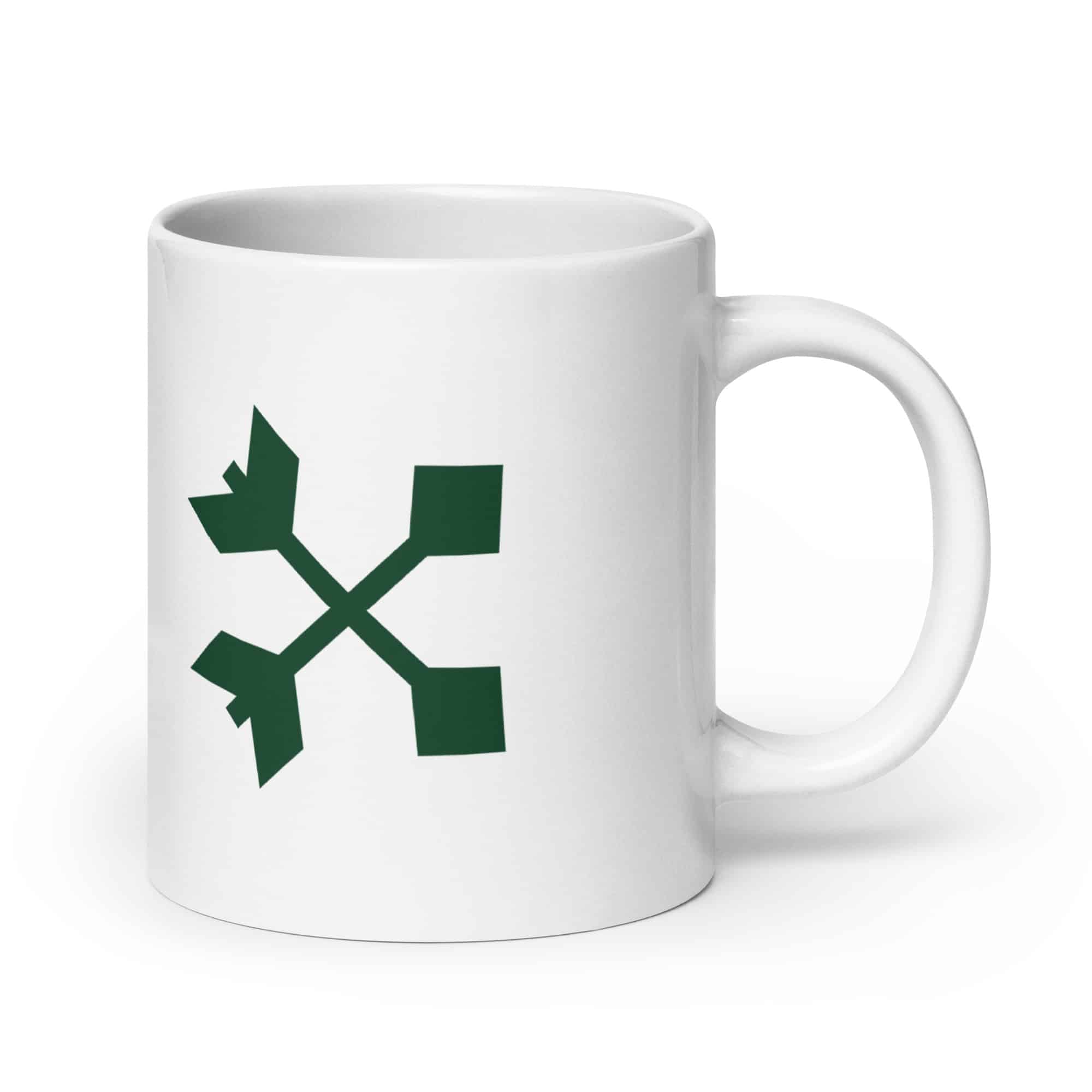 Forest Green Crossed Feather Arrows White Ceramic Coffee Mug