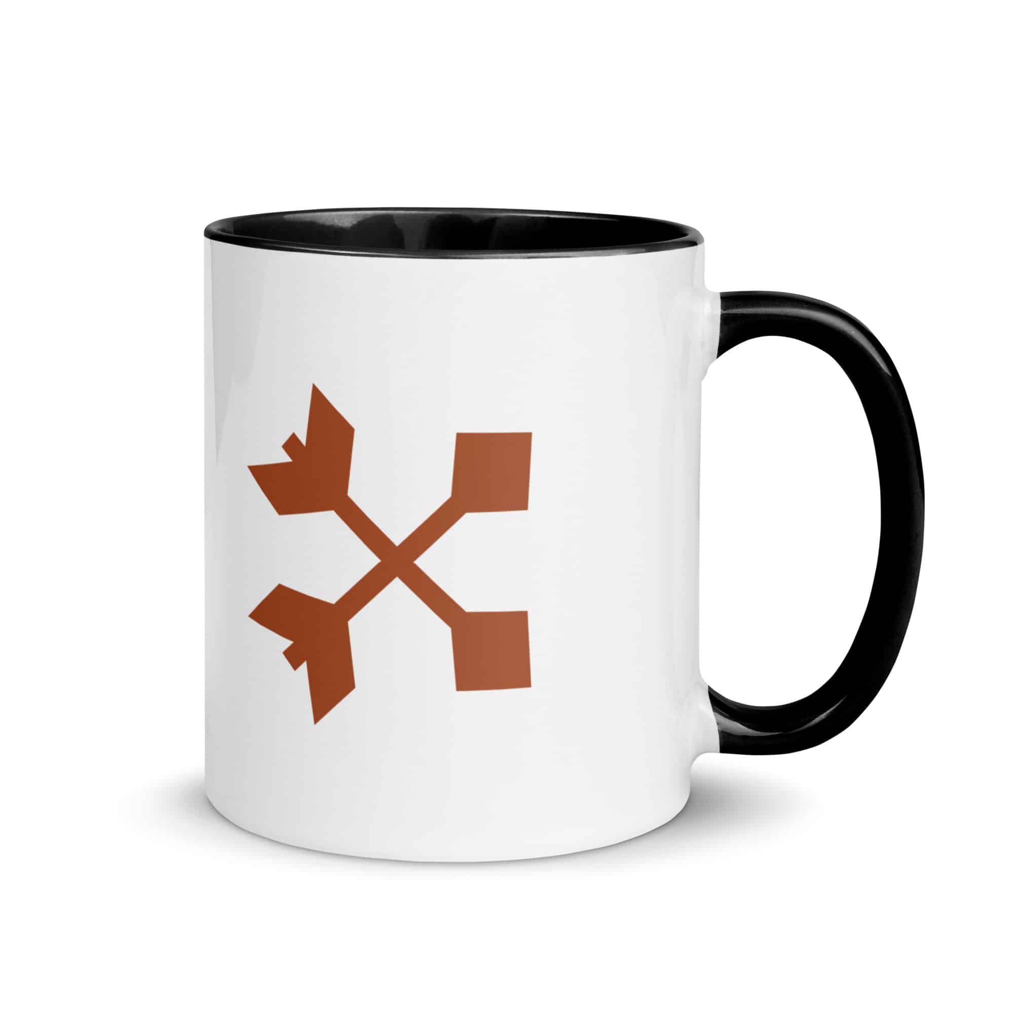 Terracotta Crossed Feather Arrows Color Inside Mug
