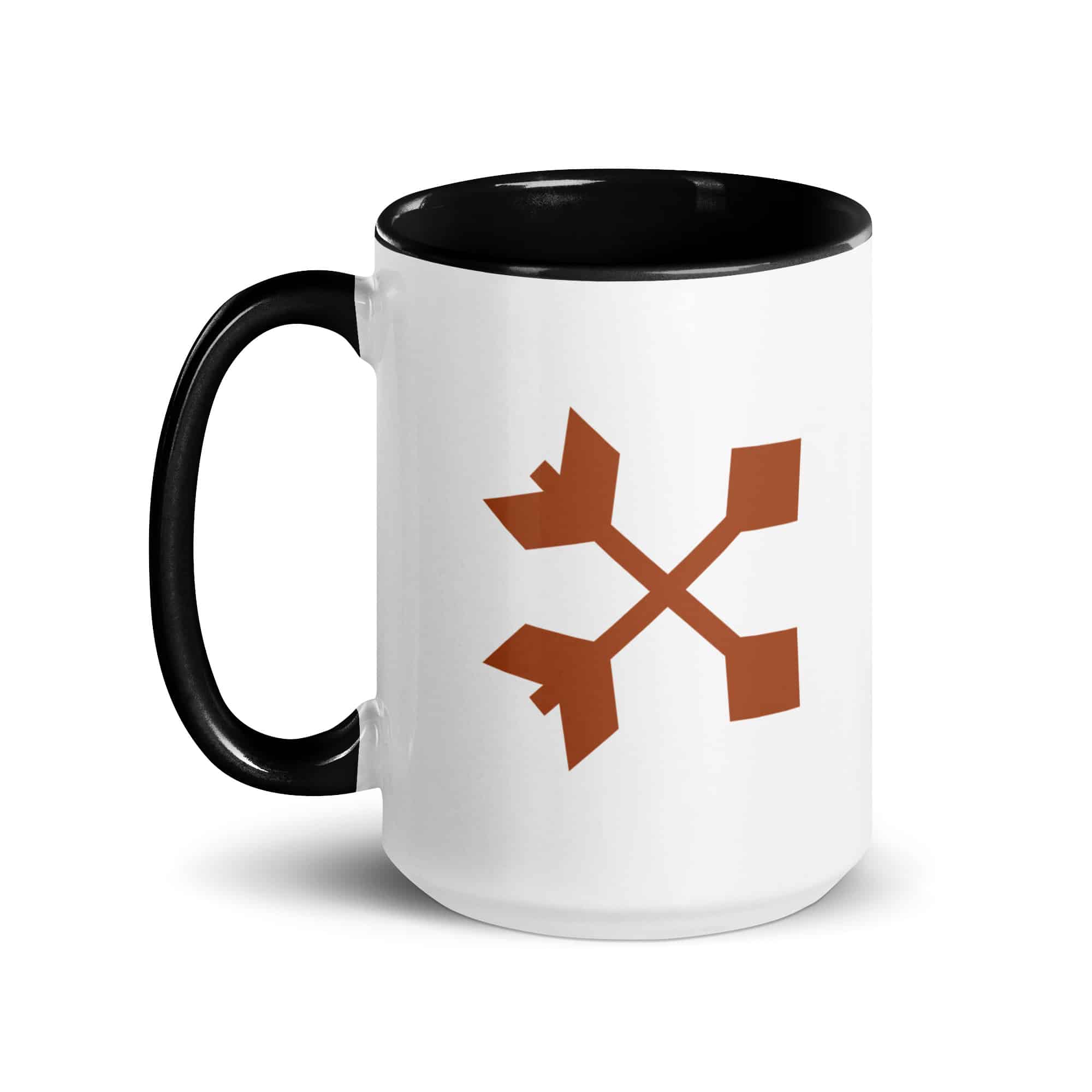 Terracotta Crossed Feather Arrows Color Inside Mug