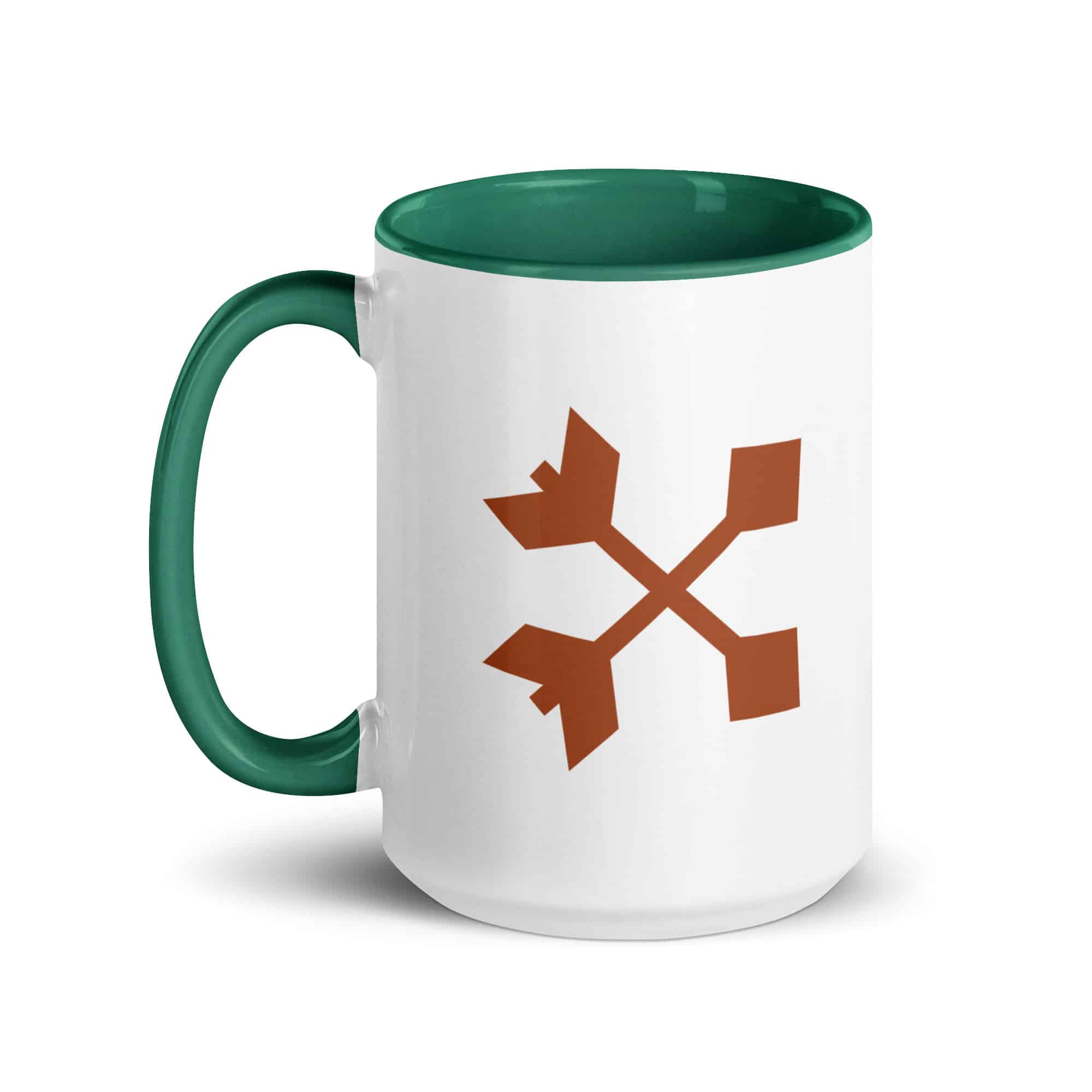 Terracotta Crossed Feather Arrows Color Inside Mug
