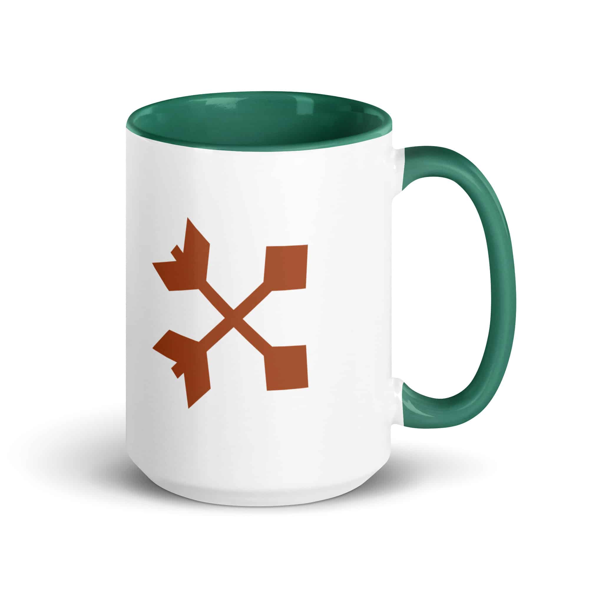 Terracotta Crossed Feather Arrows Color Inside Mug