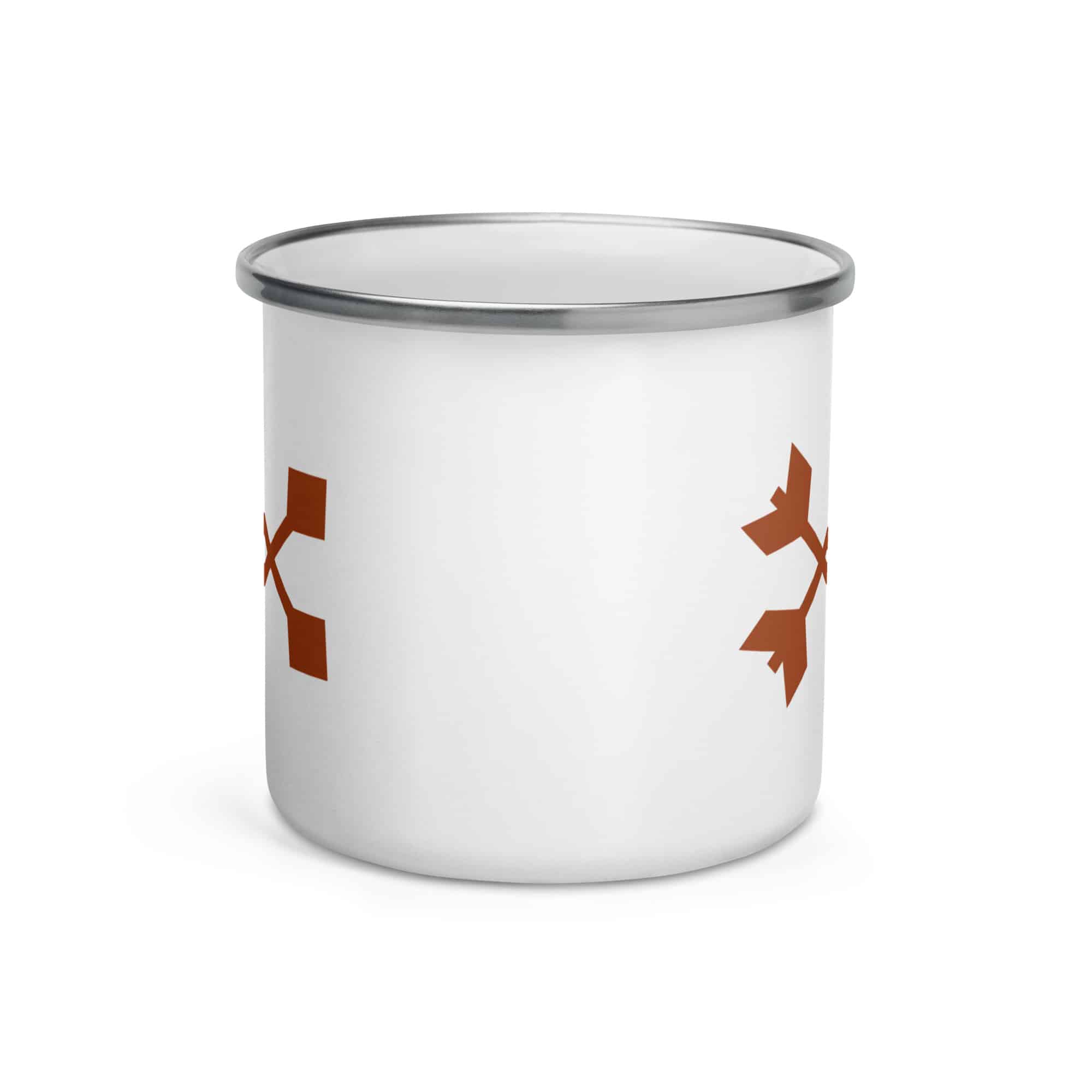 Terracotta Crossed Feather Arrows Enamel Camp Mug