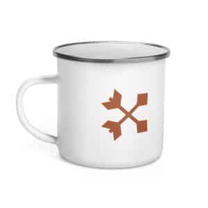 05 Crossed Feather Arrows Terracotta Enamel Camp Mug - 12 oz - Left