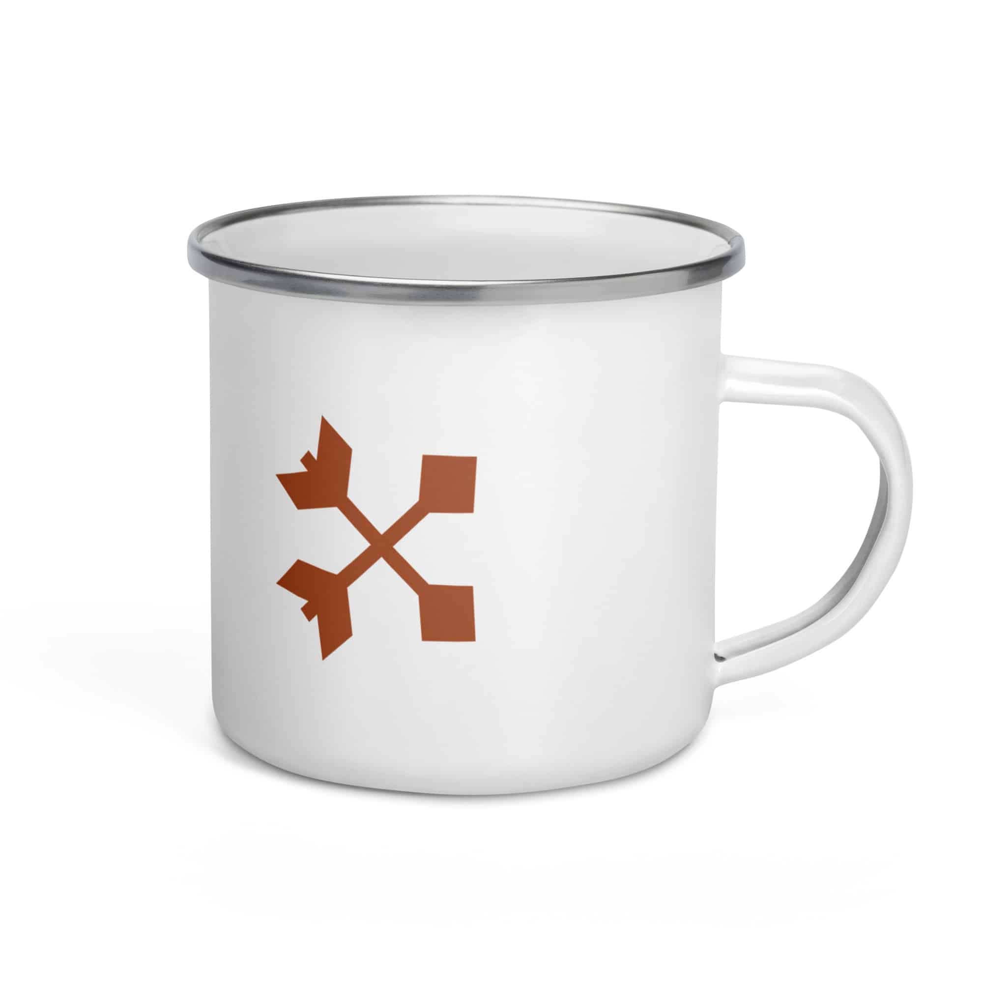 Terracotta Crossed Feather Arrows Enamel Camp Mug