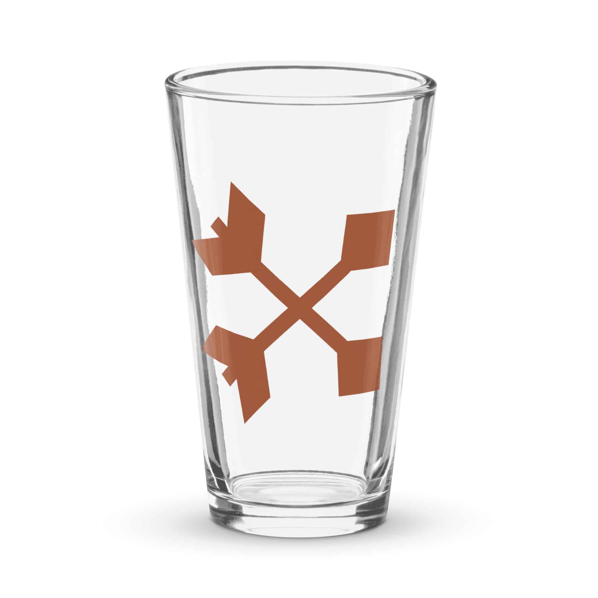 Terracotta Crossed Feather Arrows Pint Glass