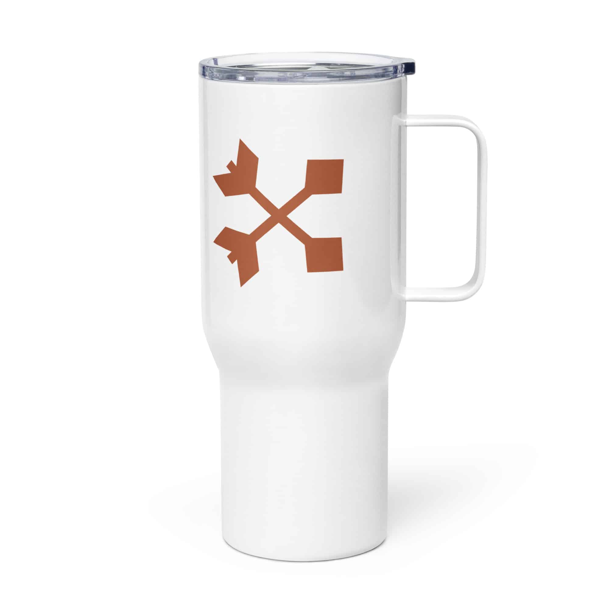 Terracotta Crossed Feather Arrows Travel Mug