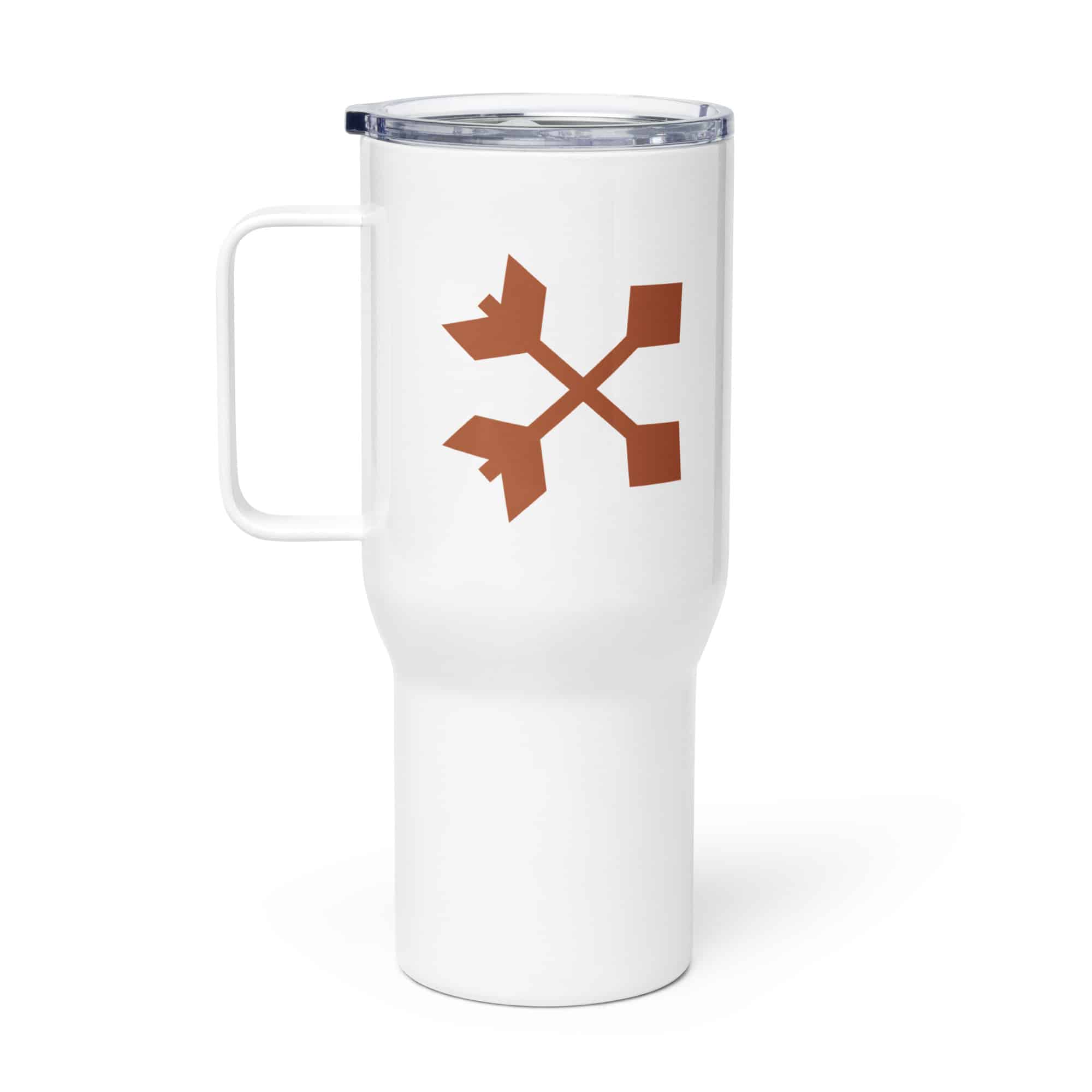 Terracotta Crossed Feather Arrows Travel Mug