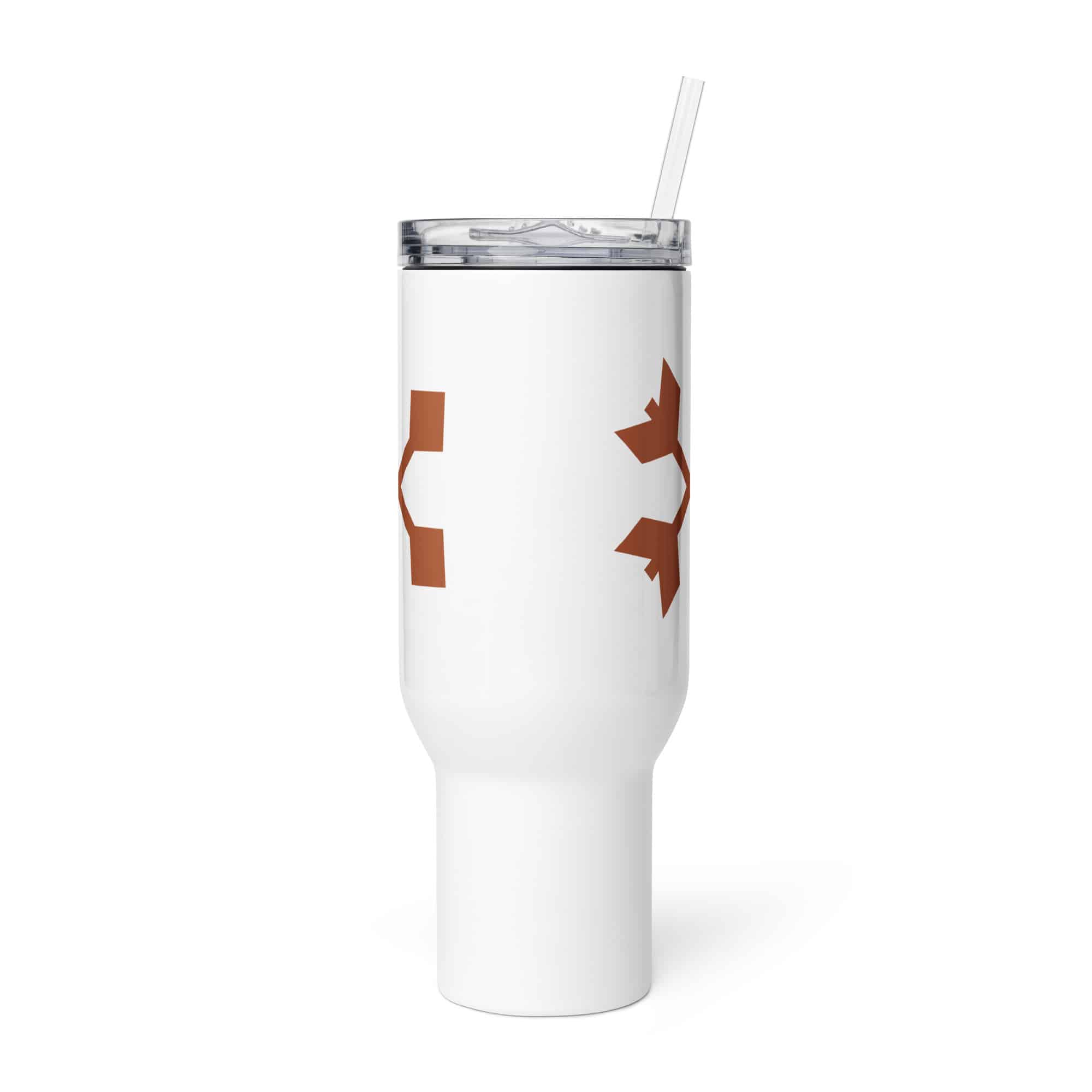 Terracotta Crossed Feather Arrows Travel Mug