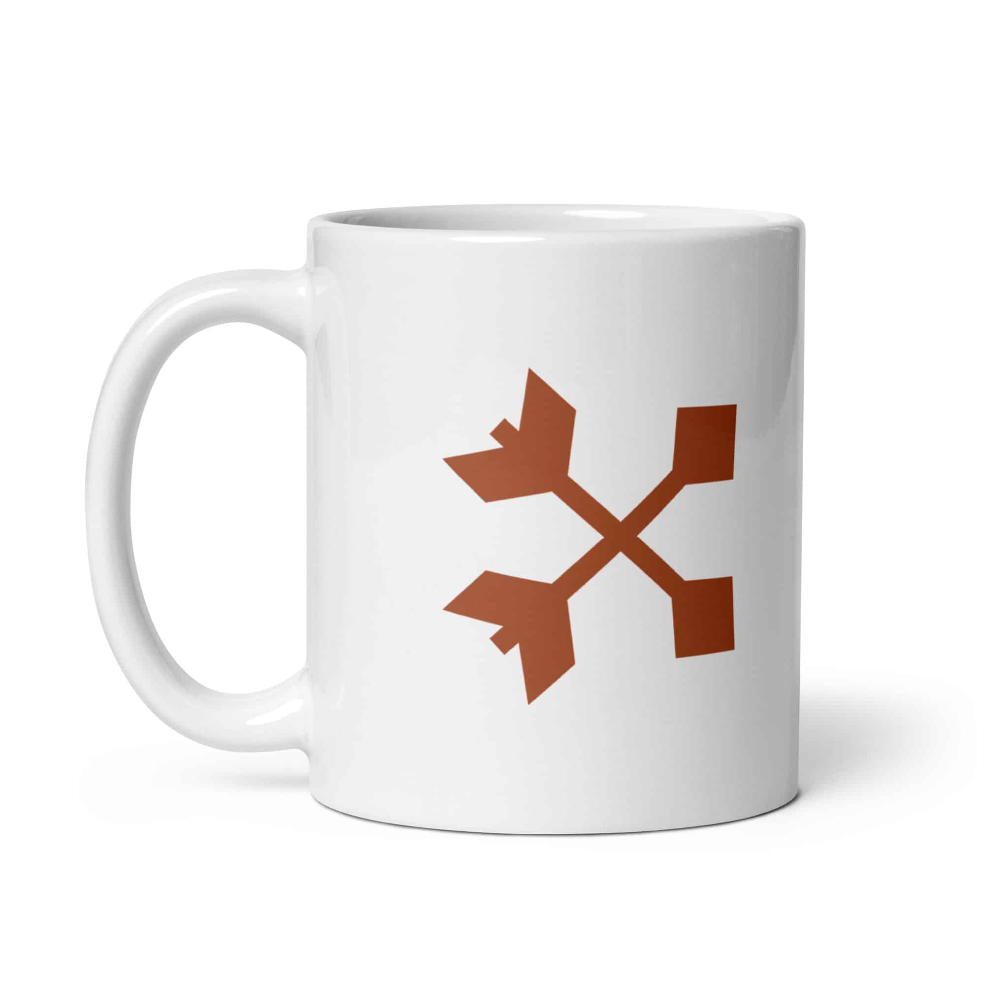 Terracotta Crossed Feather Arrows White Ceramic Coffee Mug
