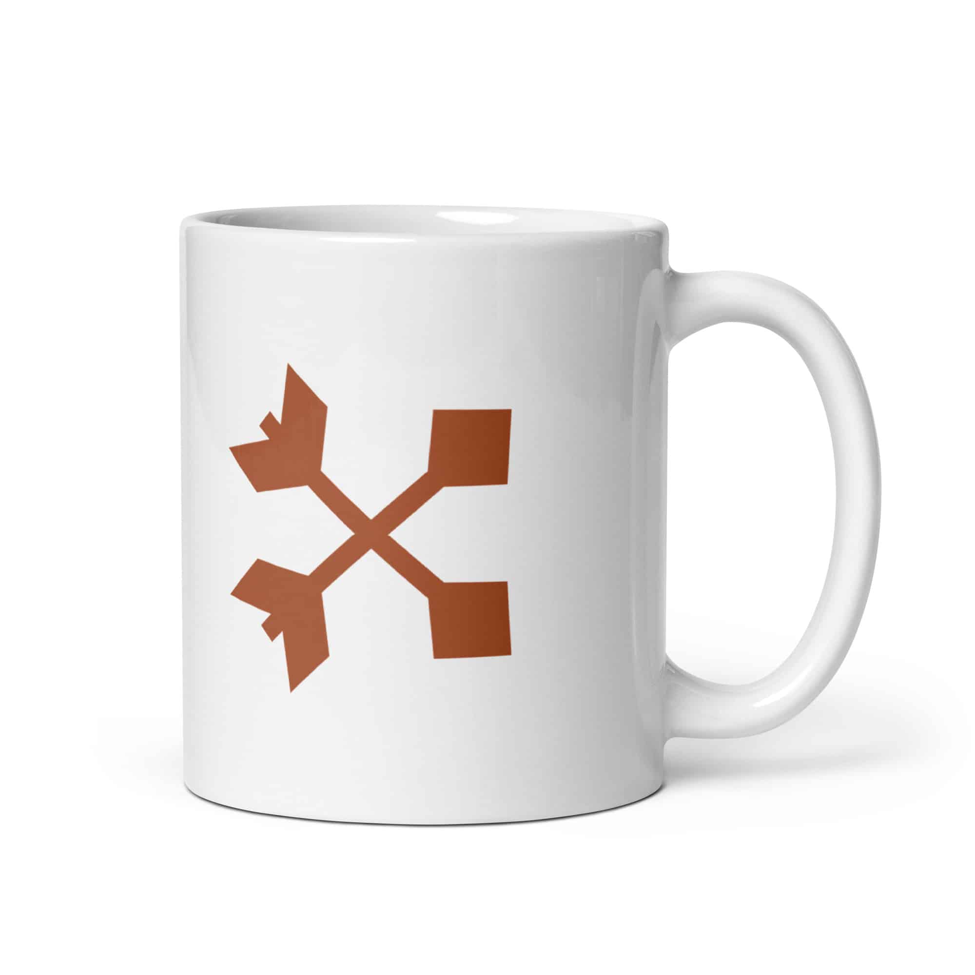 Terracotta Crossed Feather Arrows White Ceramic Coffee Mug