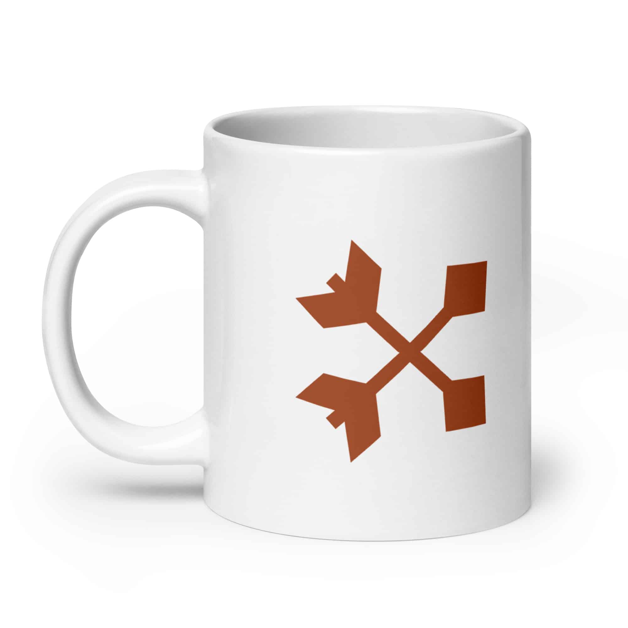 Terracotta Crossed Feather Arrows White Ceramic Coffee Mug