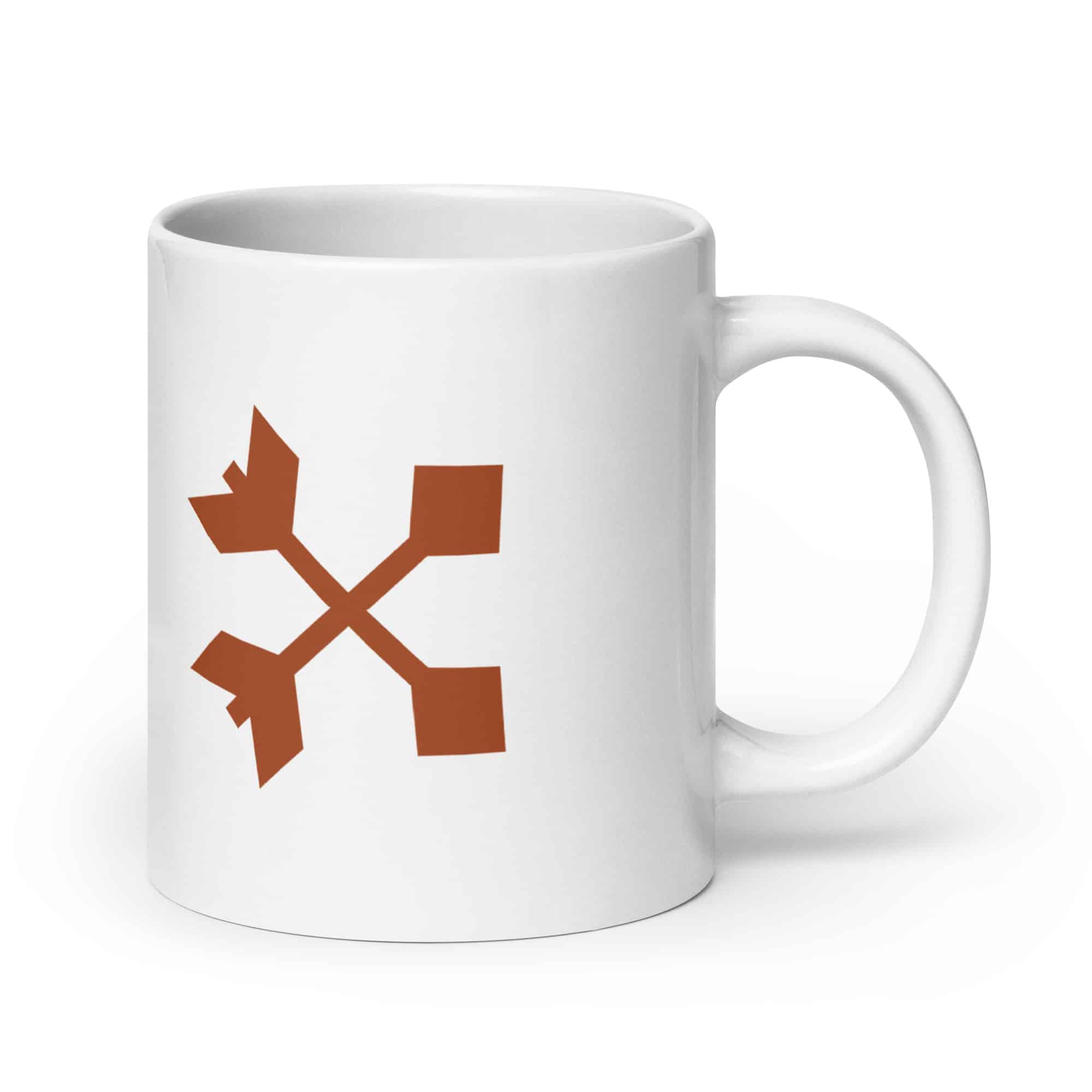 Terracotta Crossed Feather Arrows White Ceramic Coffee Mug