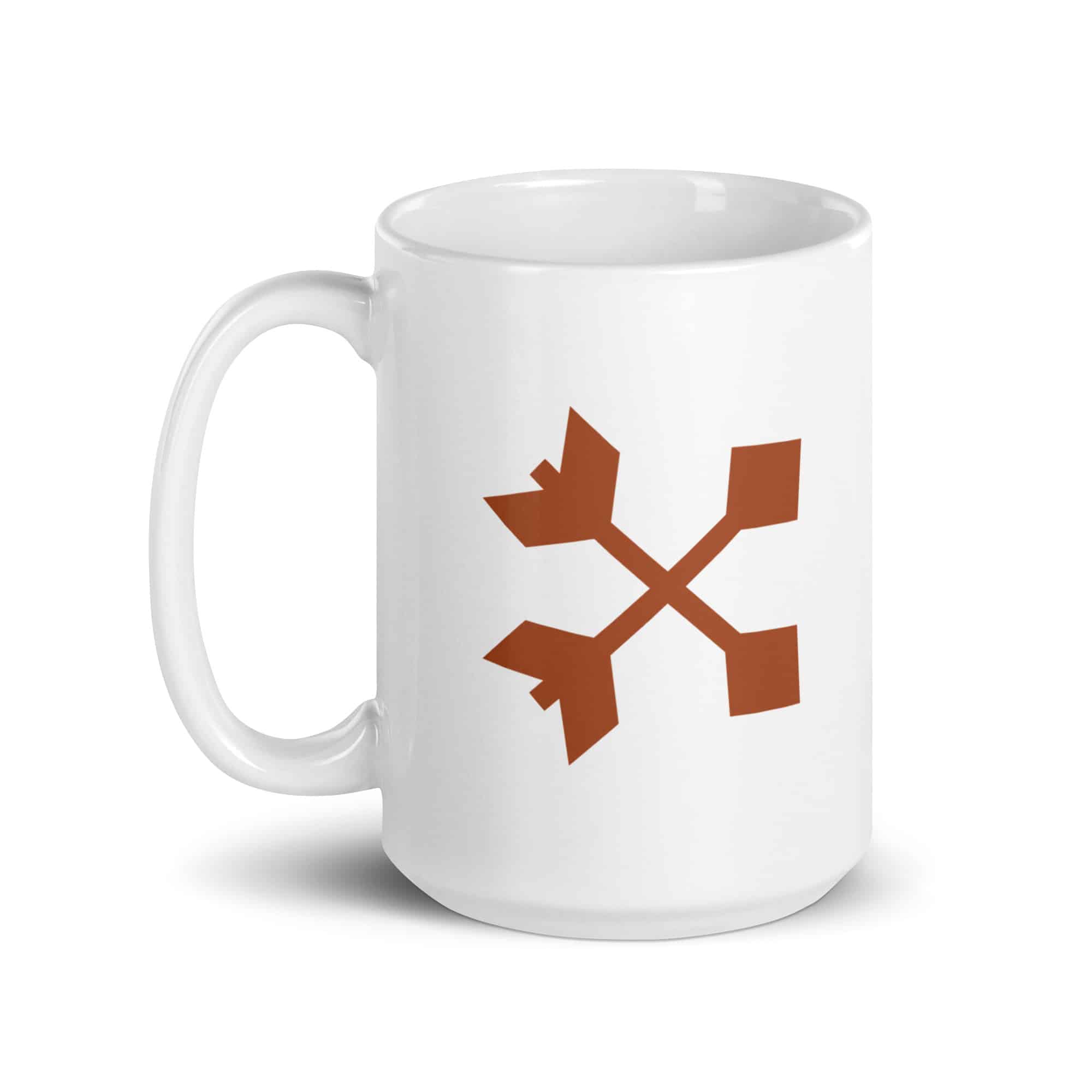 Terracotta Crossed Feather Arrows White Ceramic Coffee Mug