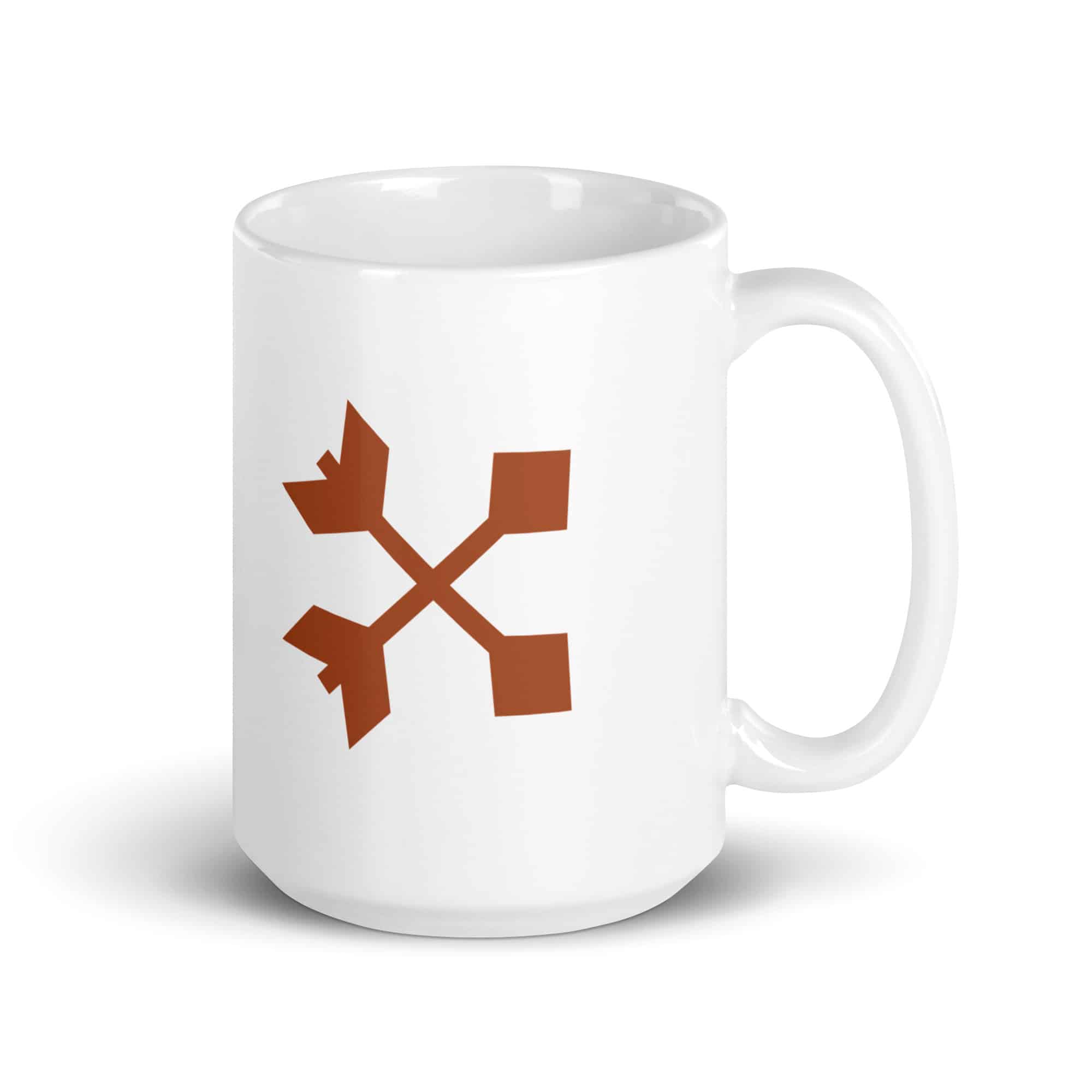 Terracotta Crossed Feather Arrows White Ceramic Coffee Mug