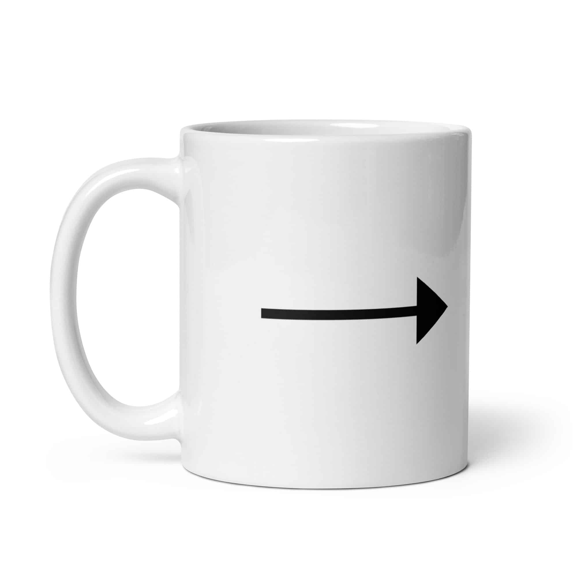 Black Straight Trail Arrow White Ceramic Coffee Mug