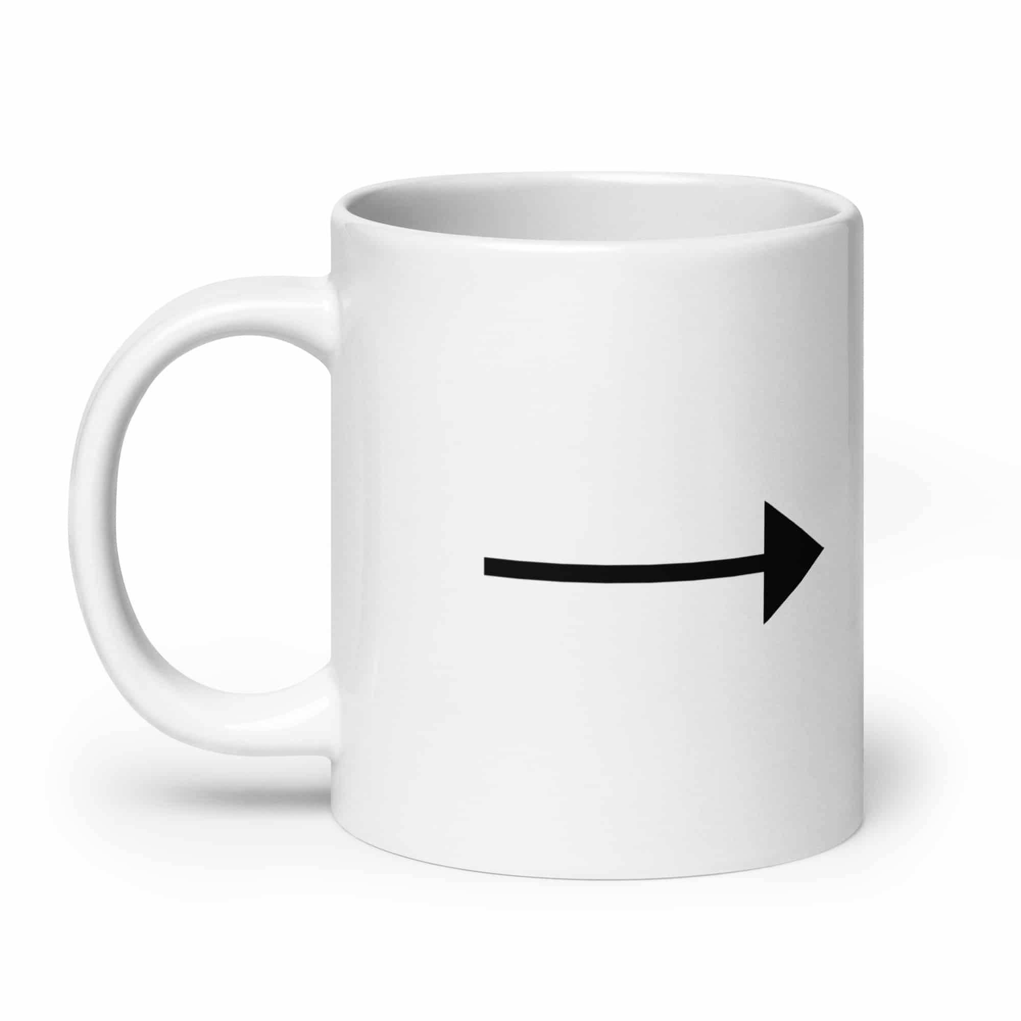 Black Straight Trail Arrow White Ceramic Coffee Mug