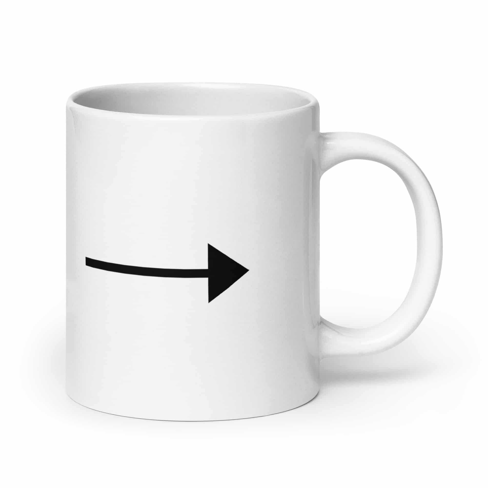 Black Straight Trail Arrow White Ceramic Coffee Mug