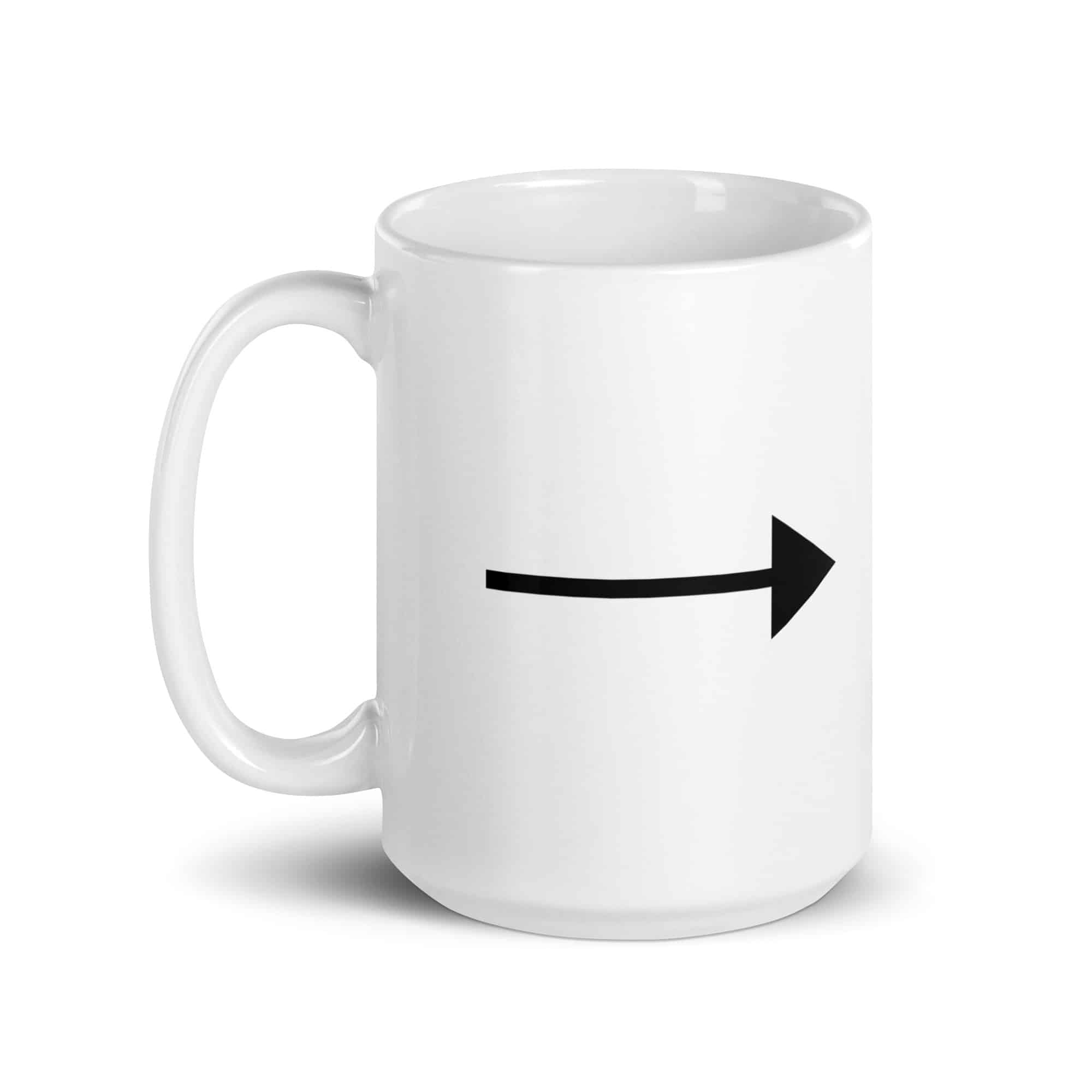 Black Straight Trail Arrow White Ceramic Coffee Mug