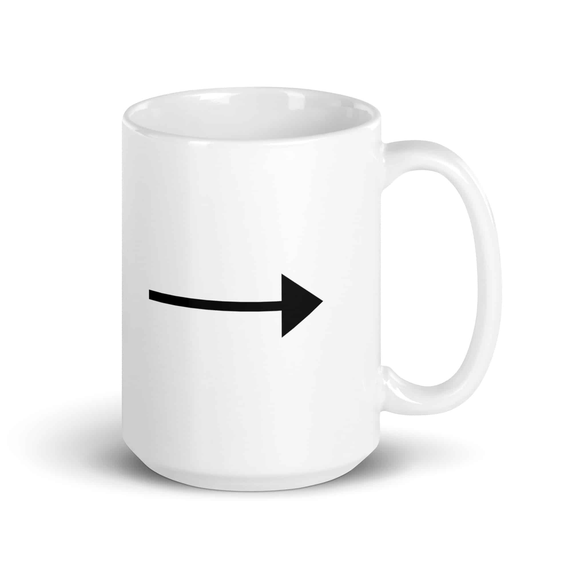 Black Straight Trail Arrow White Ceramic Coffee Mug